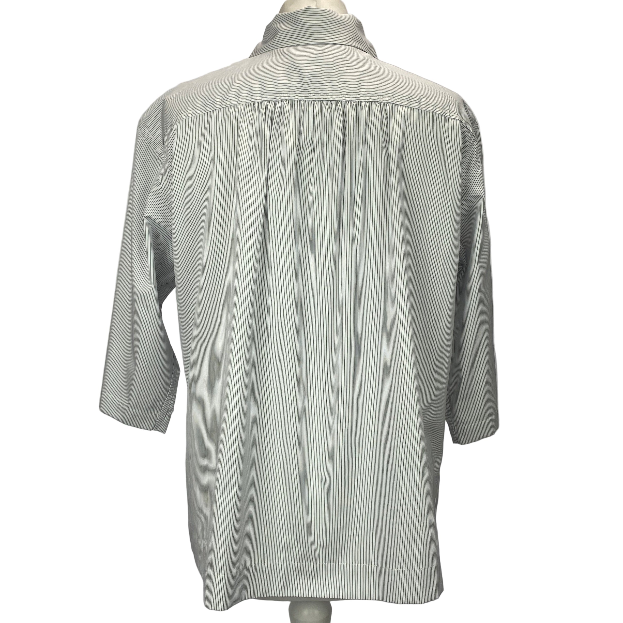 A'Court New £375 Ivory & Navy Stripe Poplin Blouse M