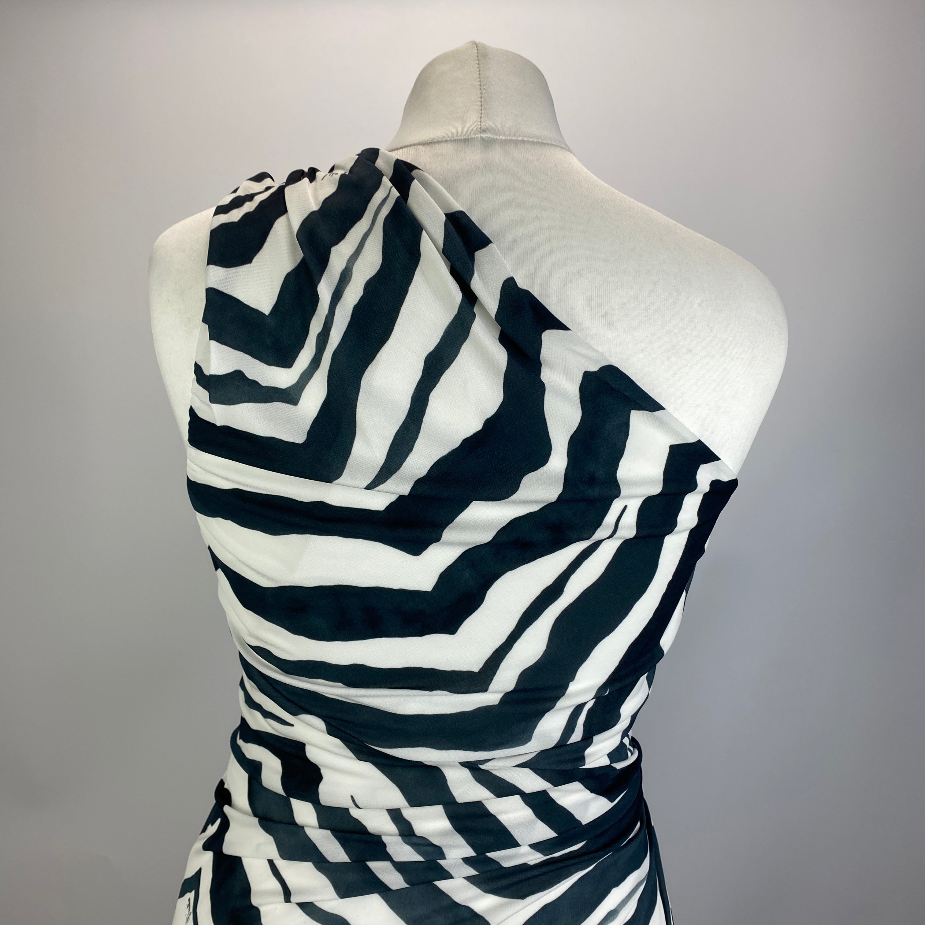 Emilio Pucci Black & White Zebraprint Column Maxi Dress S