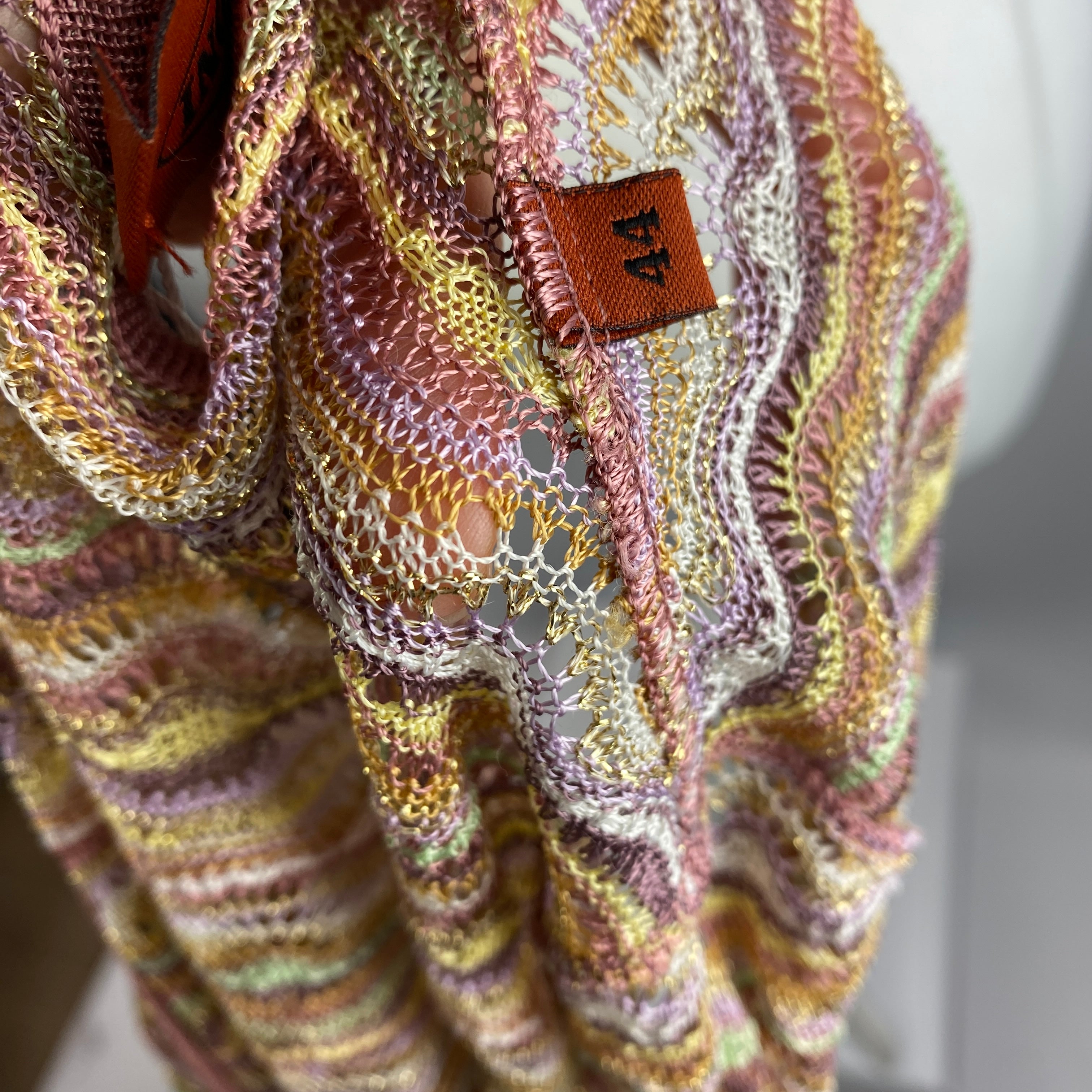 Missoni Lilac & Rose Fancy Knit Tie Front Cardigan M