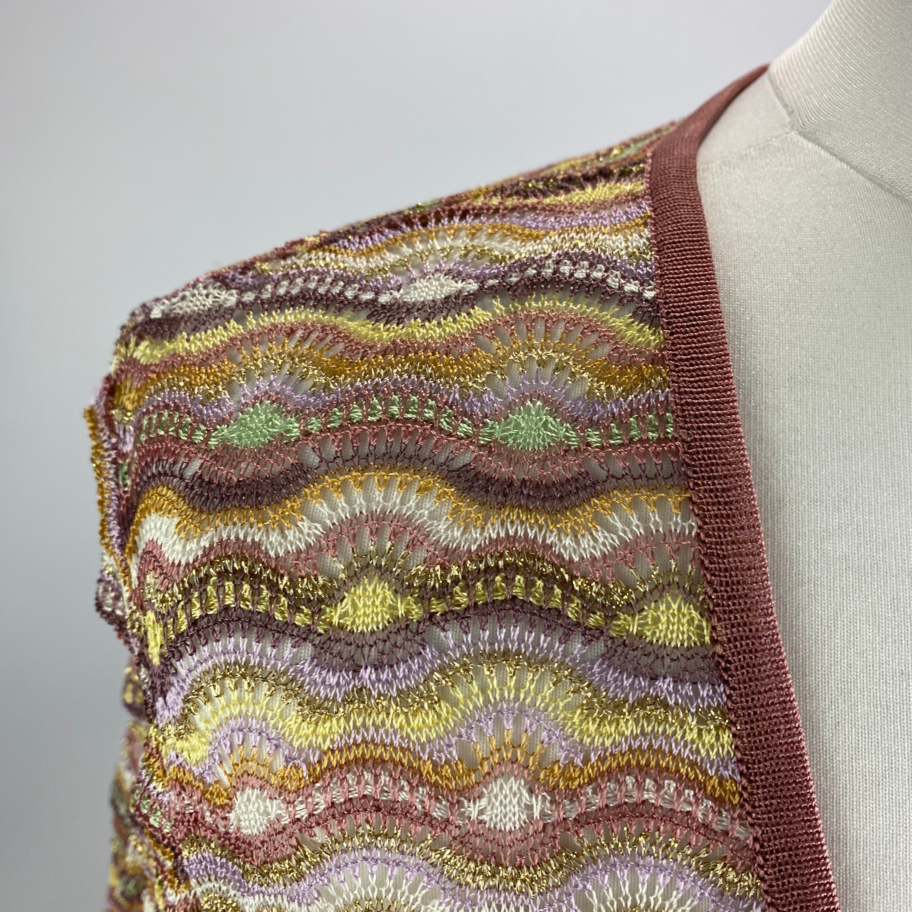 Missoni Lilac & Rose Fancy Knit Tie Front Cardigan M