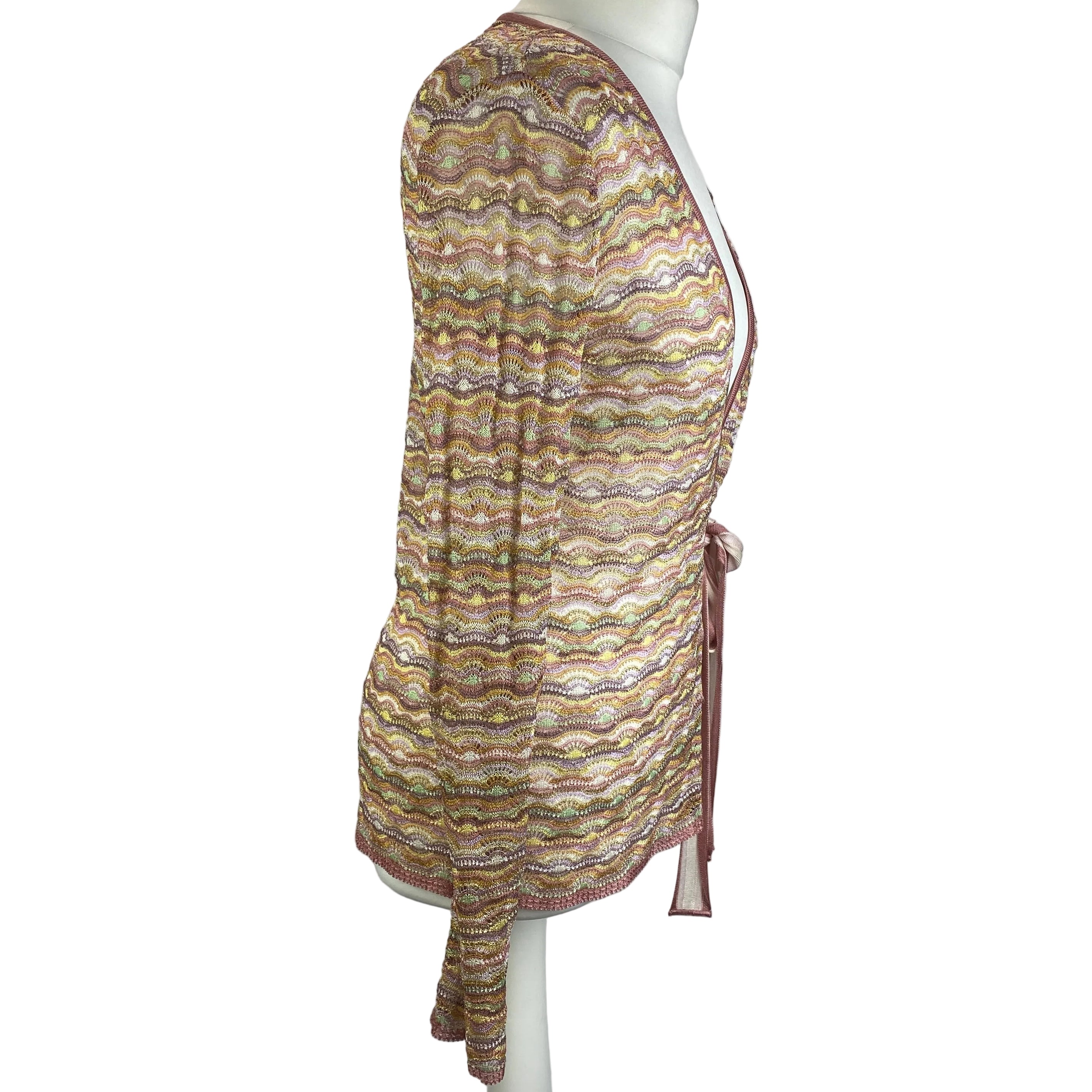 Missoni Lilac & Rose Fancy Knit Tie Front Cardigan M