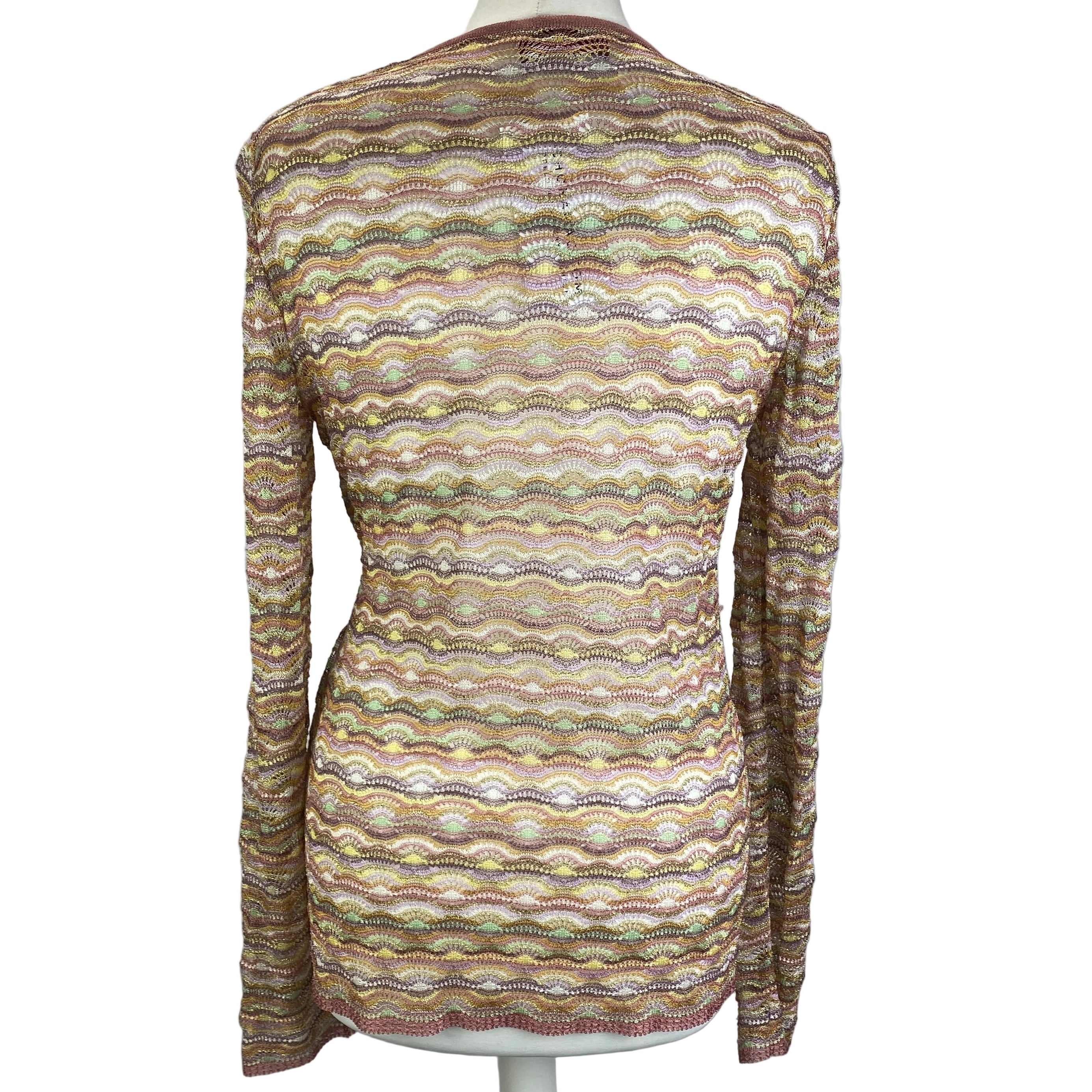 Missoni Lilac & Rose Fancy Knit Tie Front Cardigan M