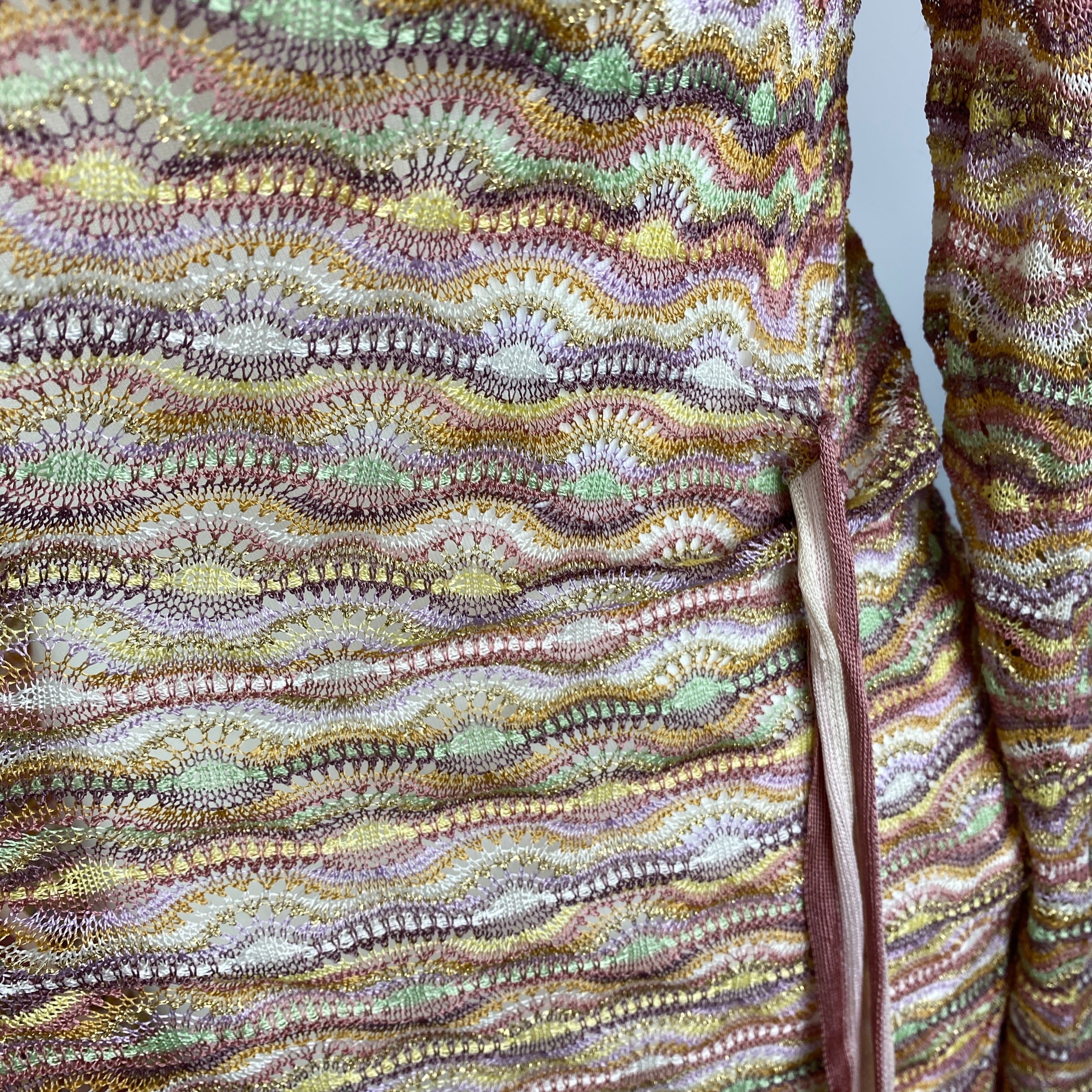 Missoni Lilac & Rose Fancy Knit Tie Front Cardigan M