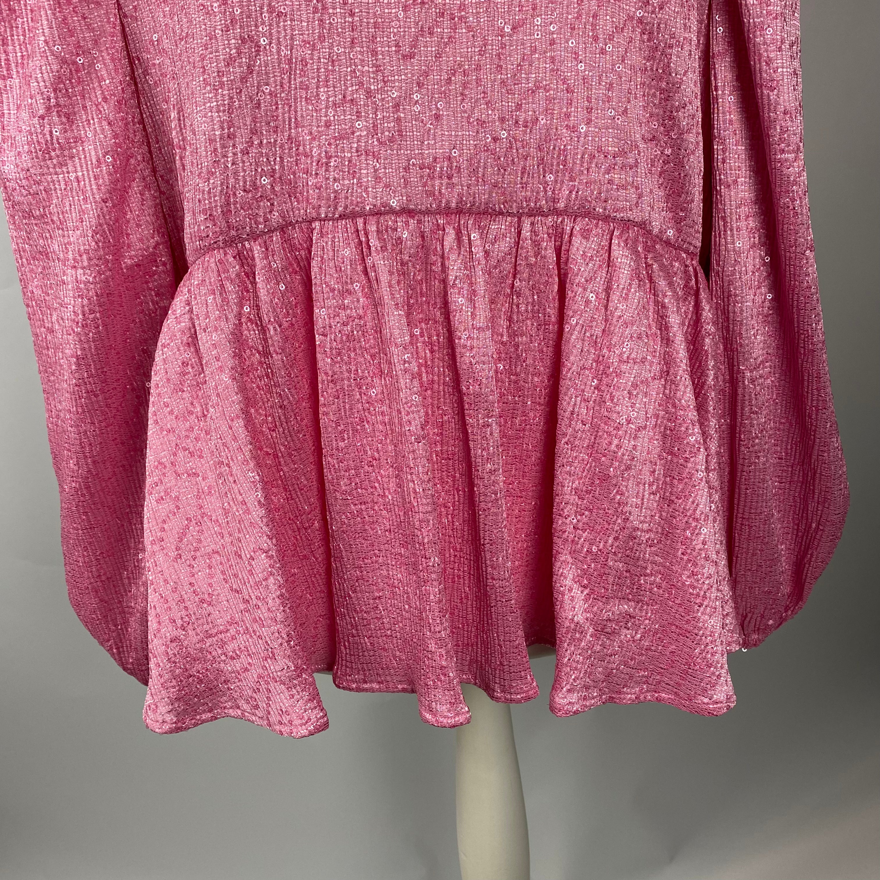 Stine Goya New £230 Pink Sequinned Peplum Jenny Top XS
