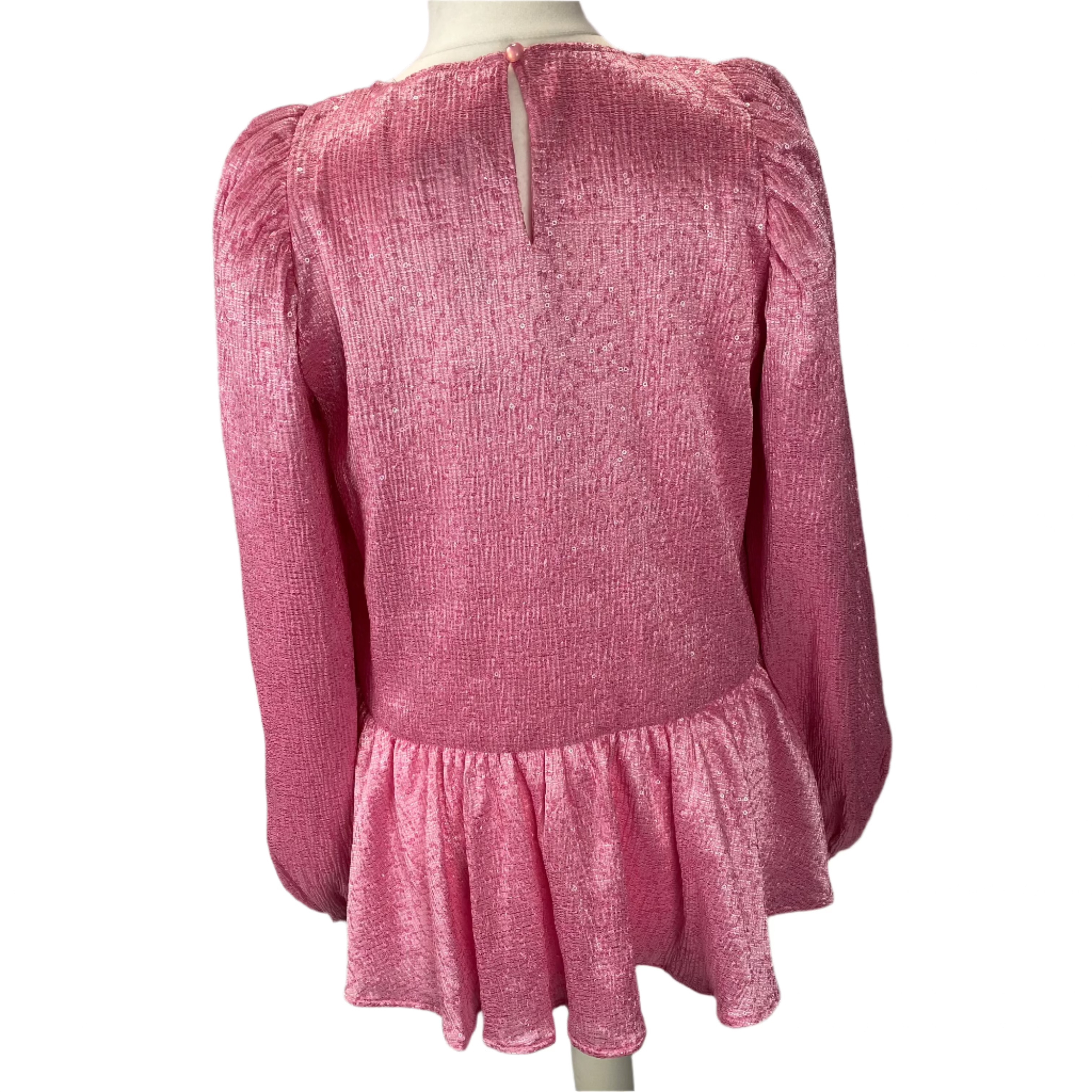 Stine Goya New £230 Pink Sequinned Peplum Jenny Top XS