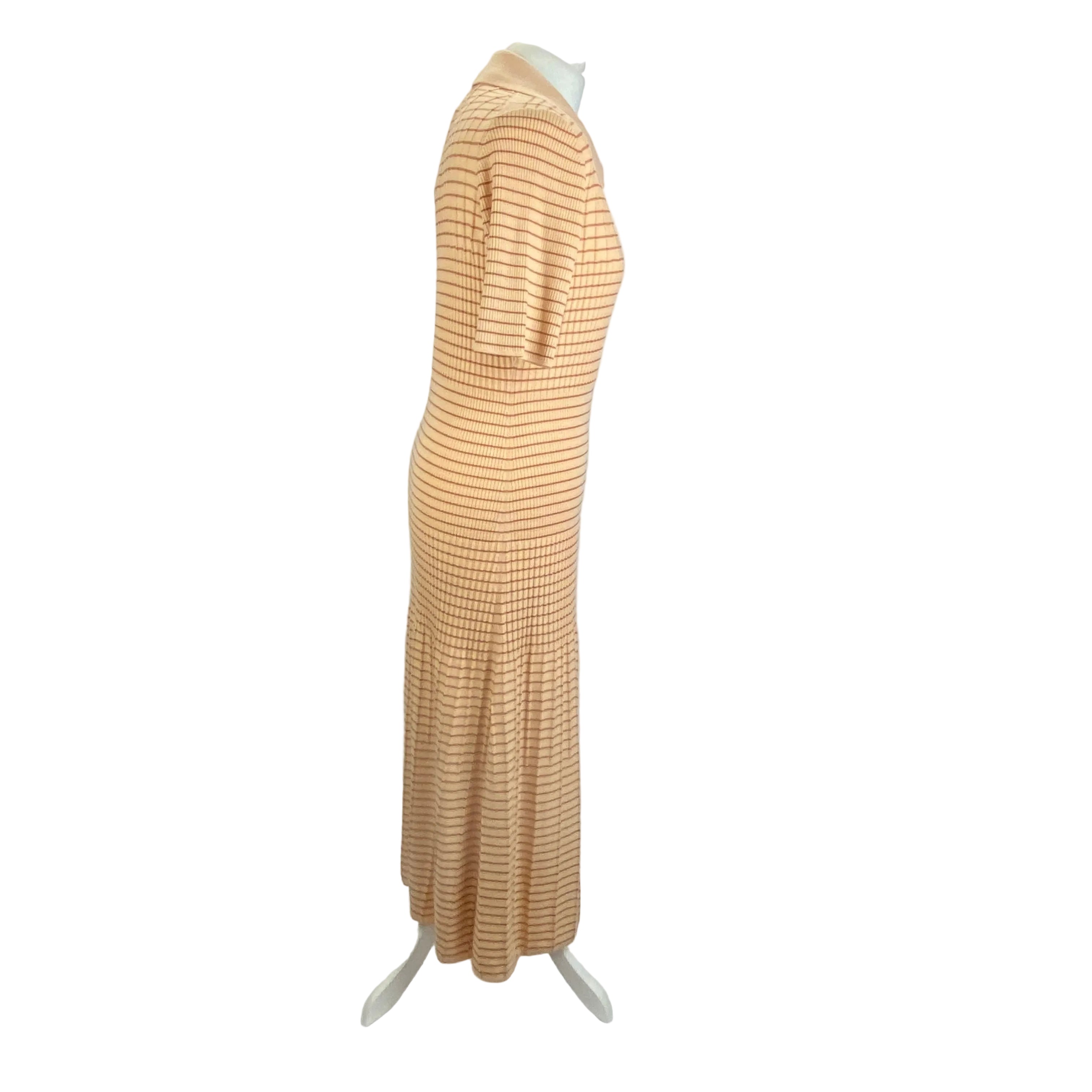 Joseph £578 Peach Stripe Merino Knit Polo Dress XL