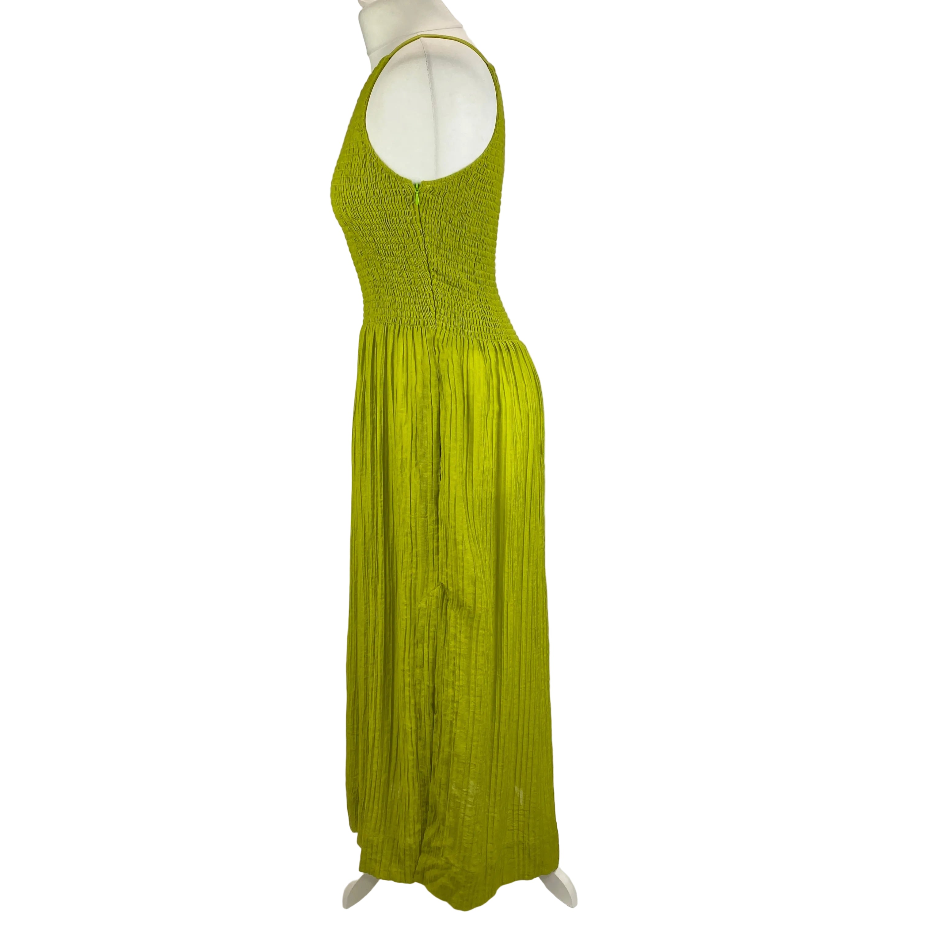 Three Graces Lime Shirred One Shoulder Dress XS