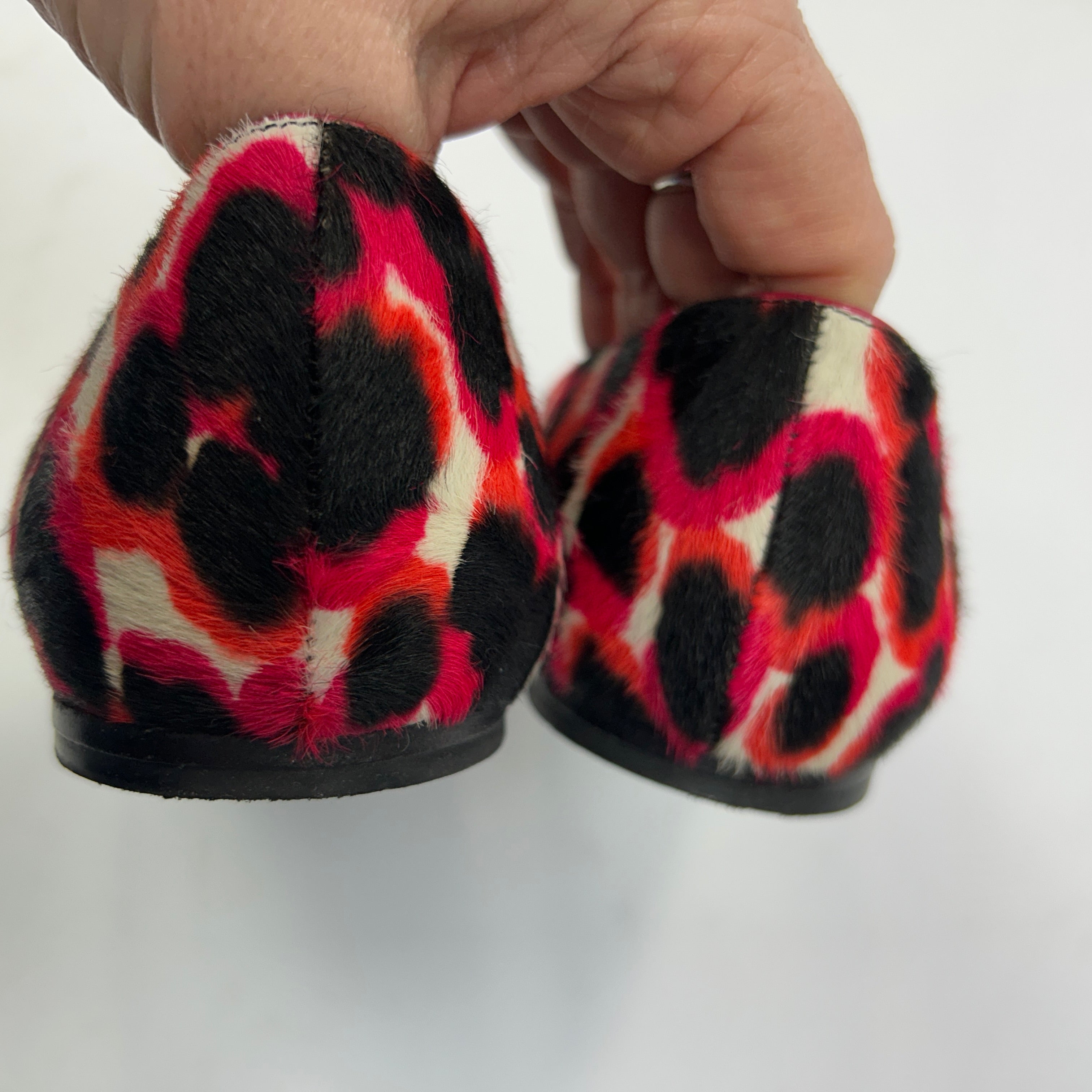 Roger Vivier Pink Print Calfhair Buckle Flats 41