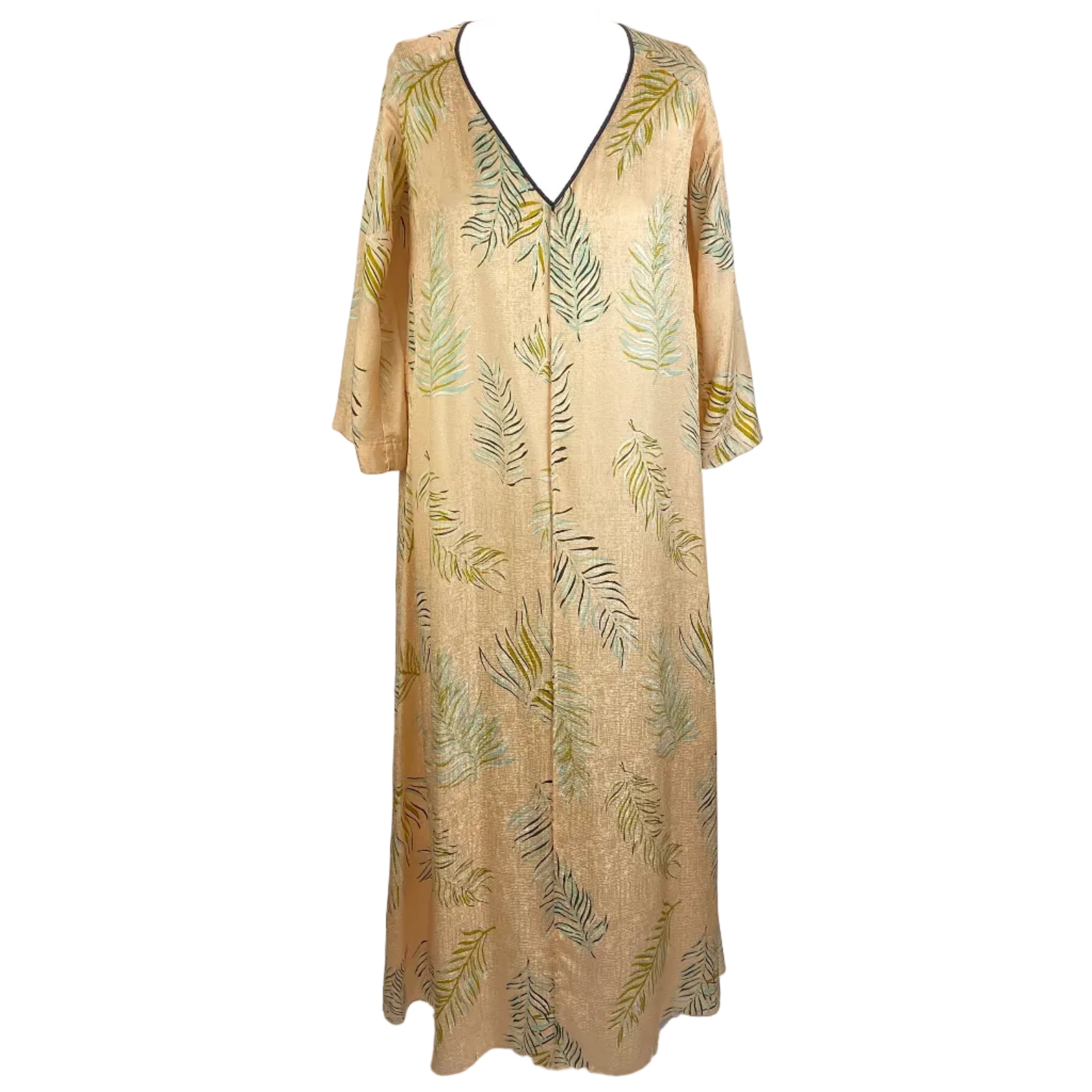 Forte Forte Peach Fern Print Silk Maxi Dress XS/S/M