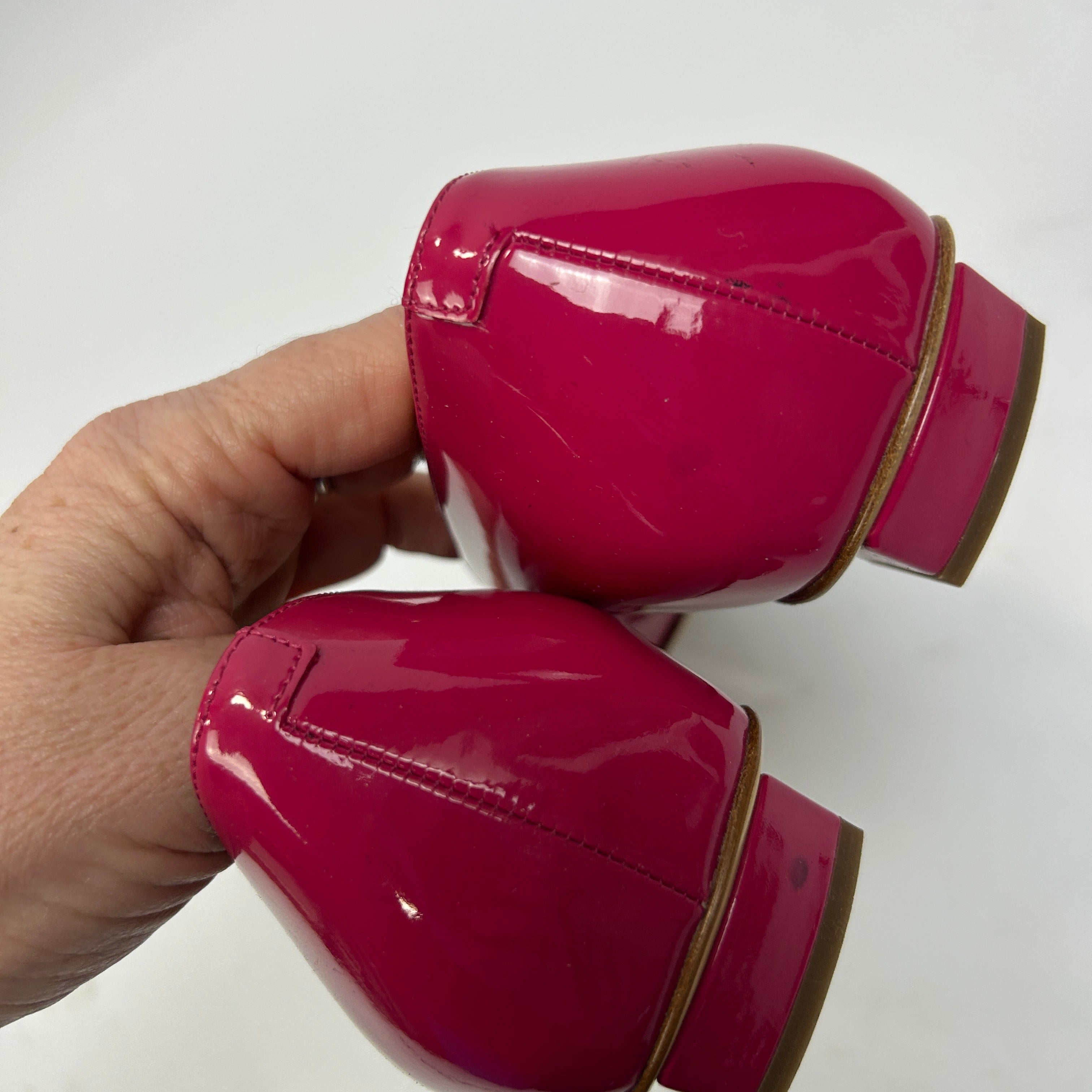 Roger Vivier New £468 Pink Patent Buckle Low Heel Pumps 41