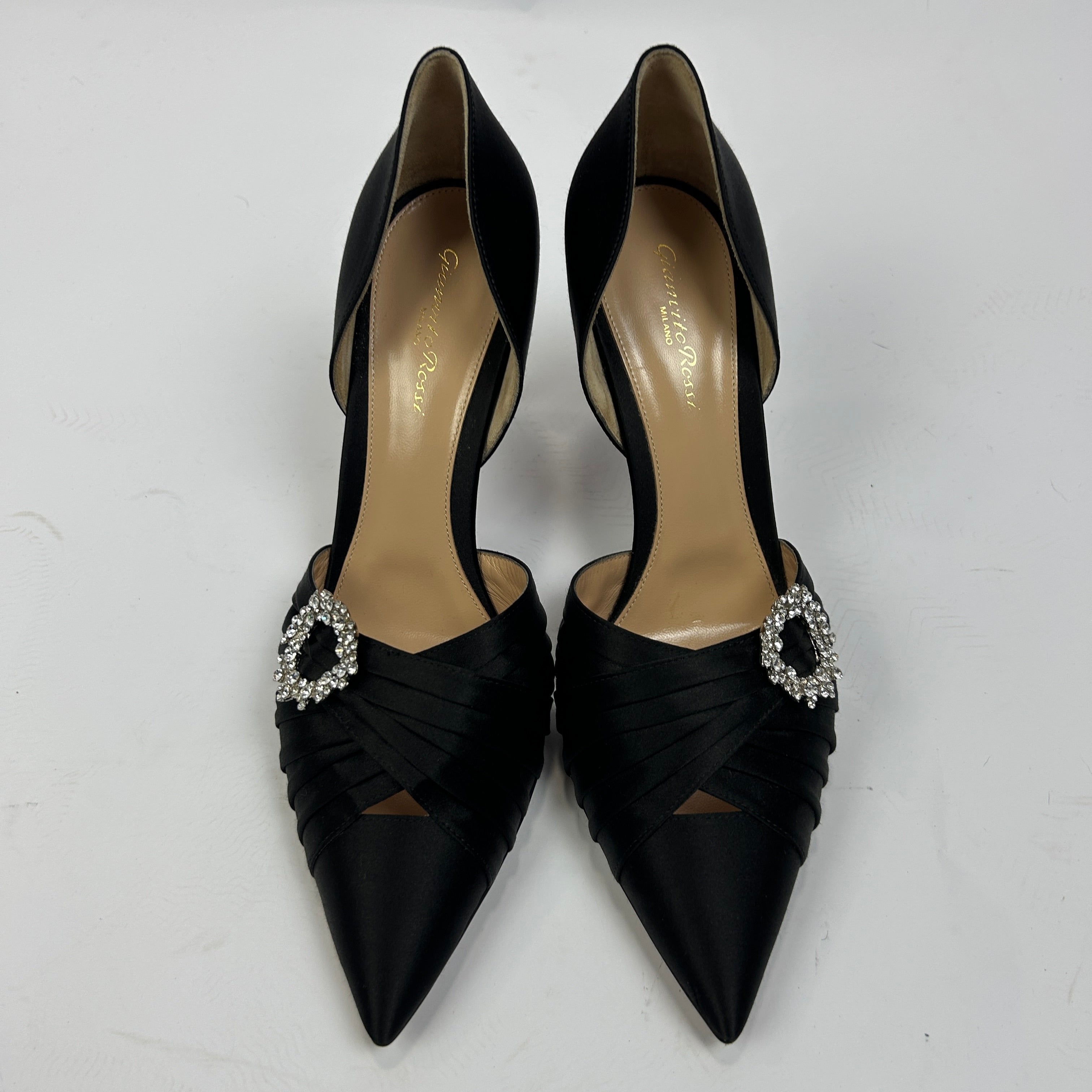 Gianvito Rossi New Black Jewelled Silk D'Orsay Heels 42