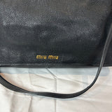 Miu Miu Black Pebbled Goatskin Medium Madras Tote Bag