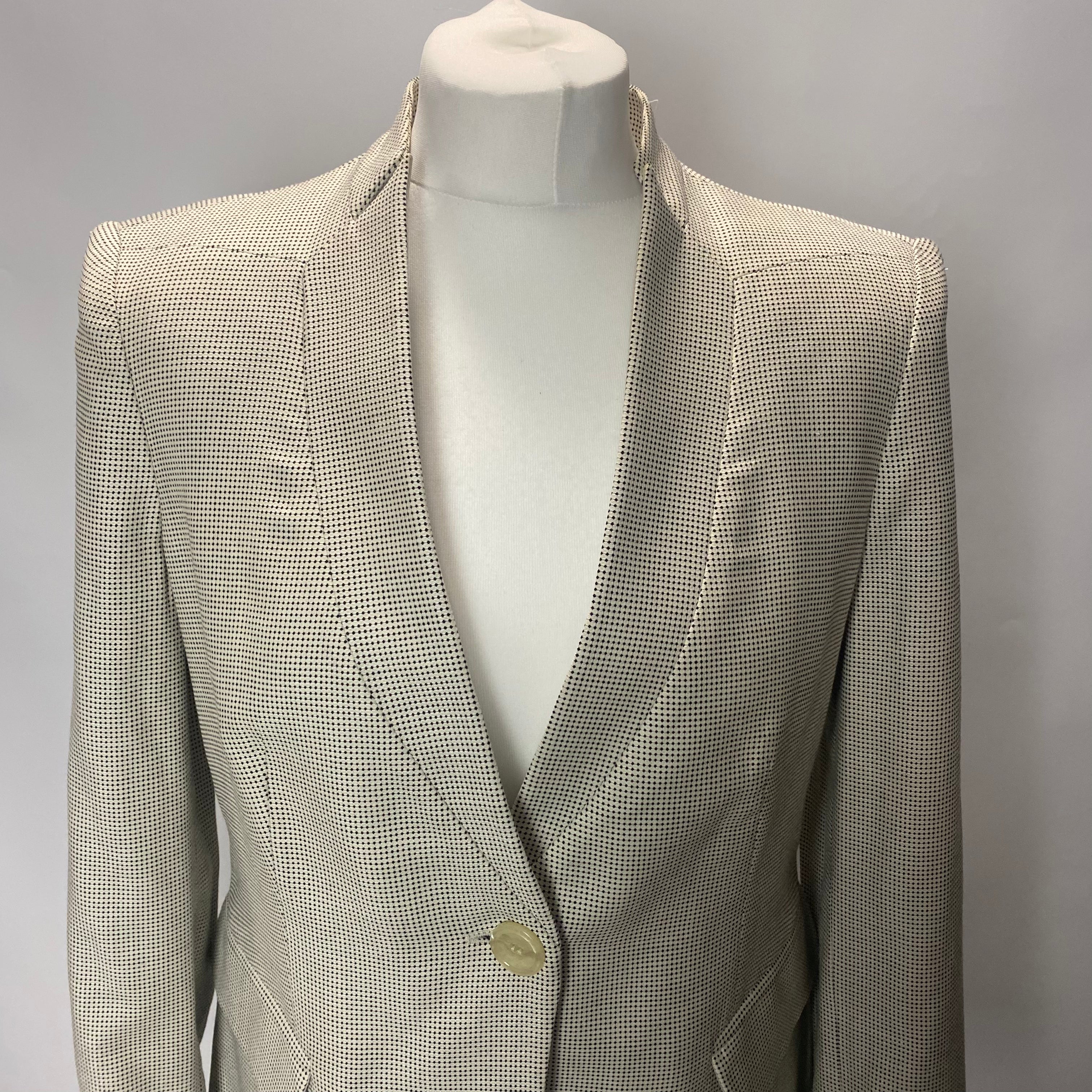 Armani Collezioni Cream & Black Silky Wool Mix Jacket M