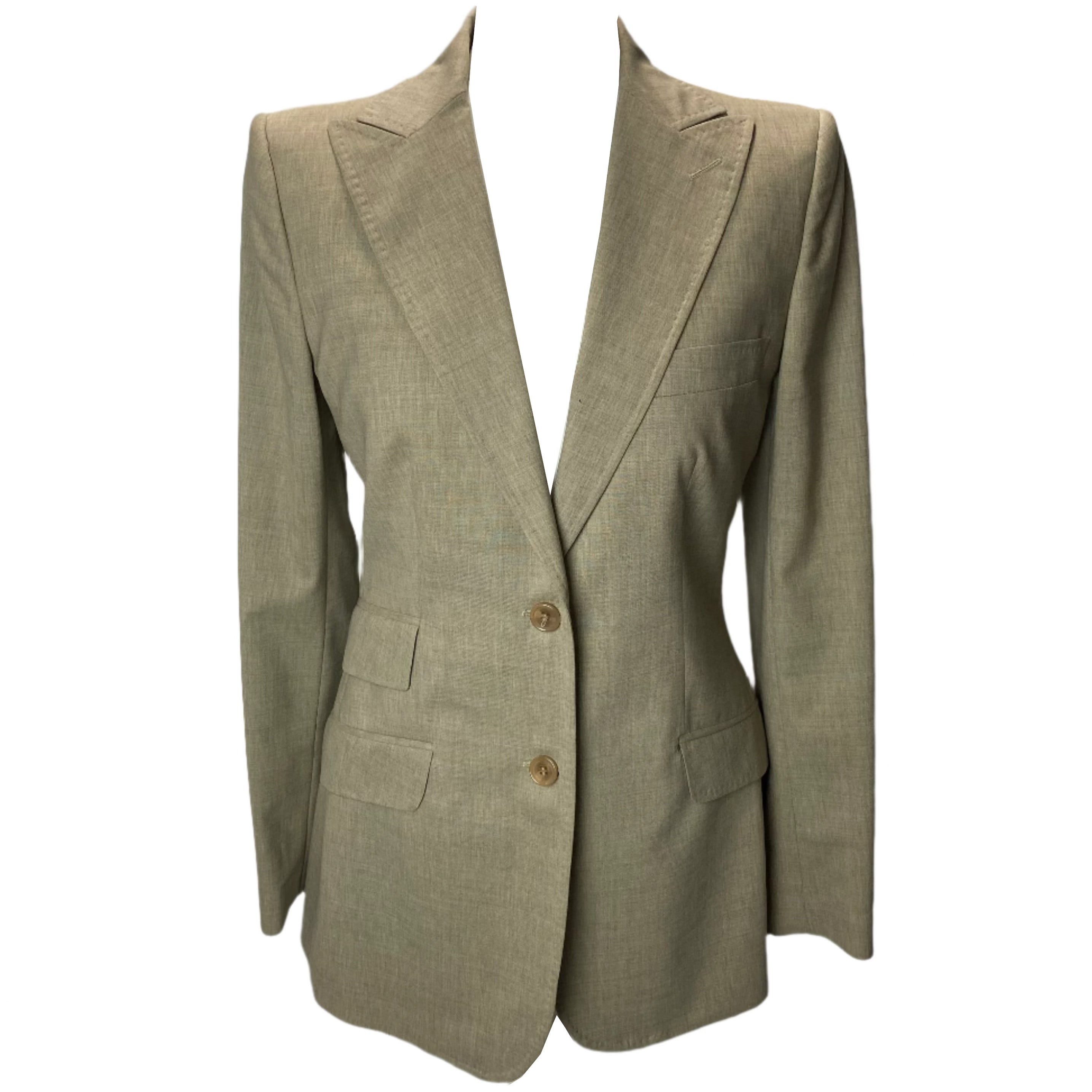 Dolce & Gabbana Fawn Wool & Silk Long Jacket M