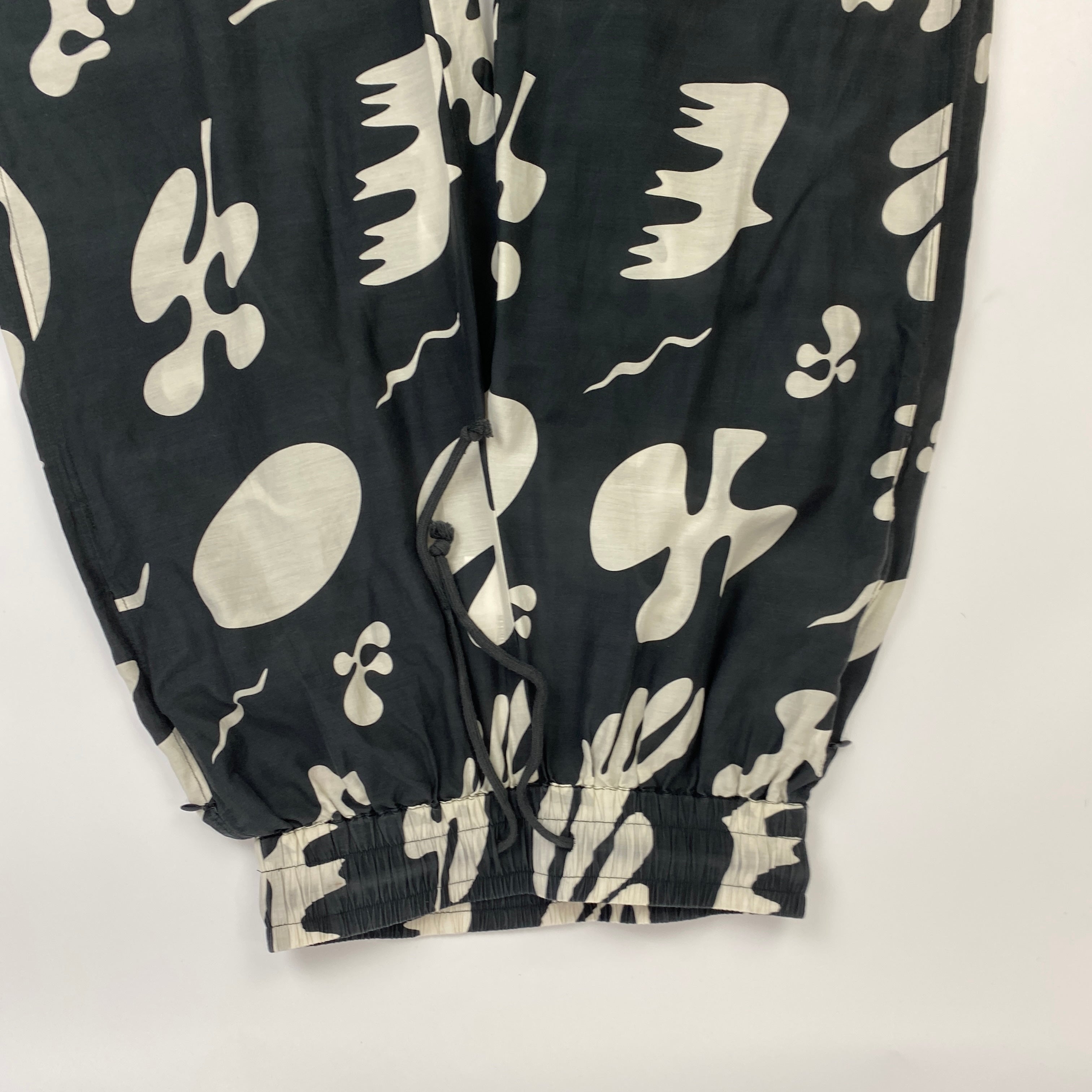 Frame New Charcoal & Ivory Print Cotton & Silk Trousers XS