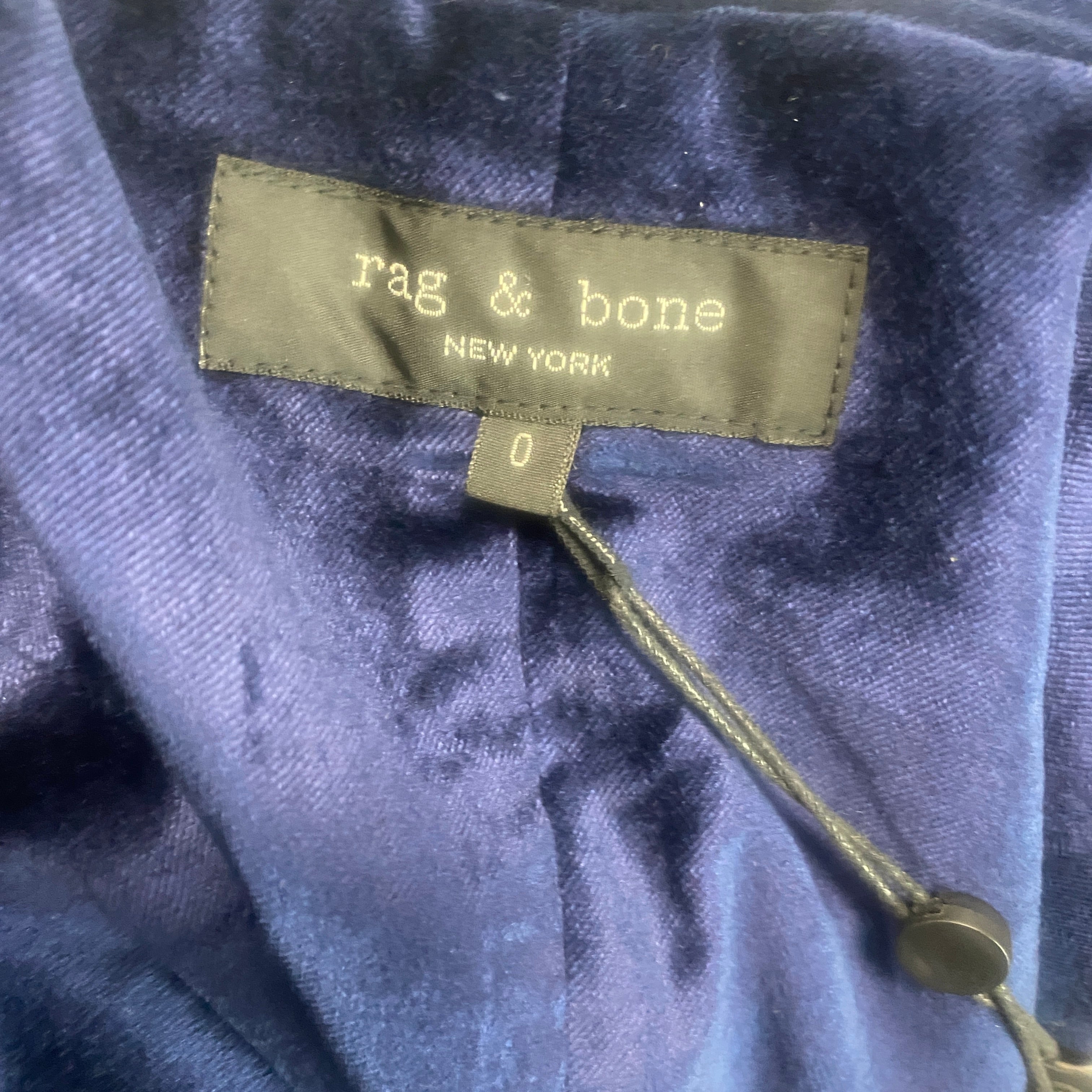 Rag & Bone New £500 Navy Margot Velvet Blazer XXS