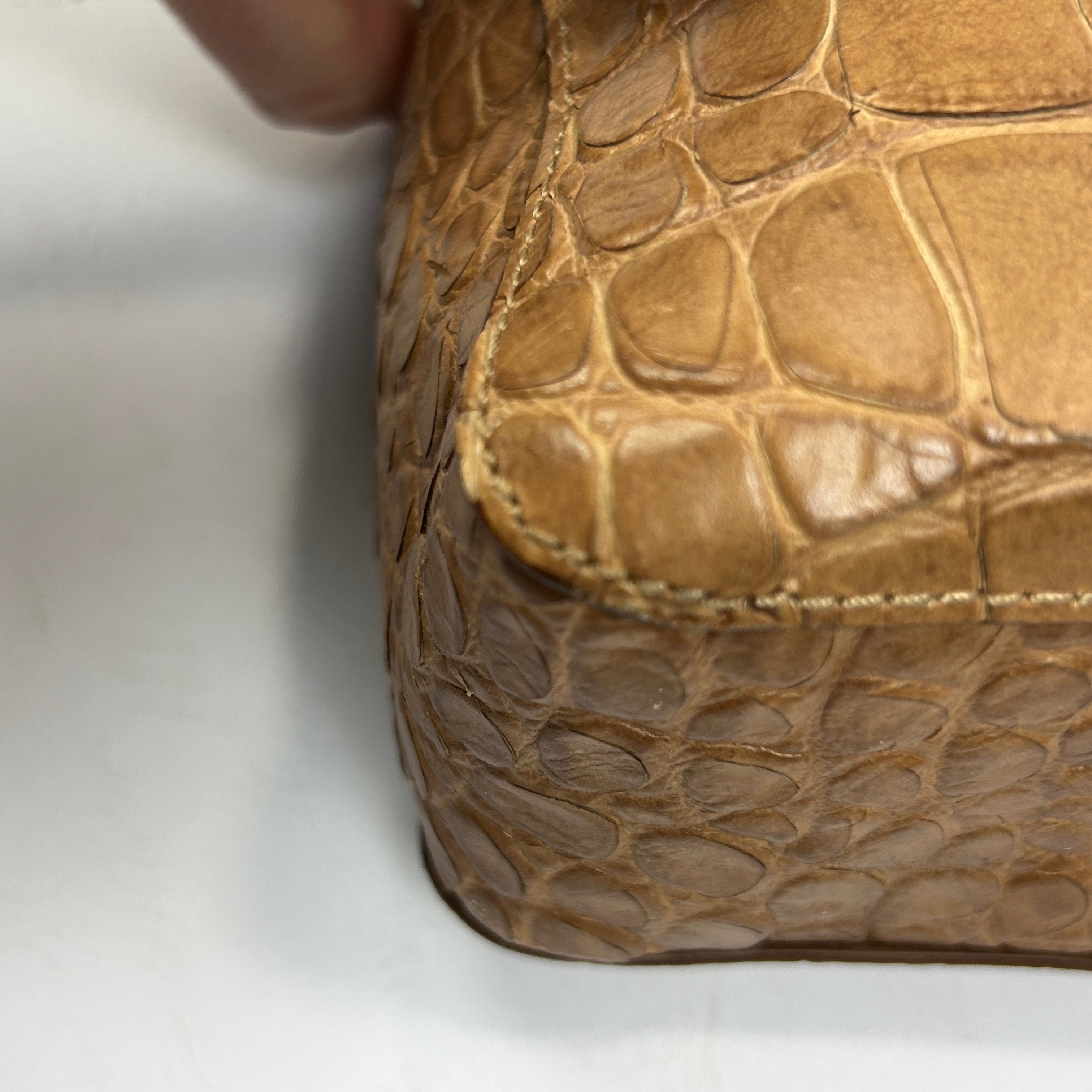 Mulberry Camel Embossed Croc Leather Flap Shoulderbag