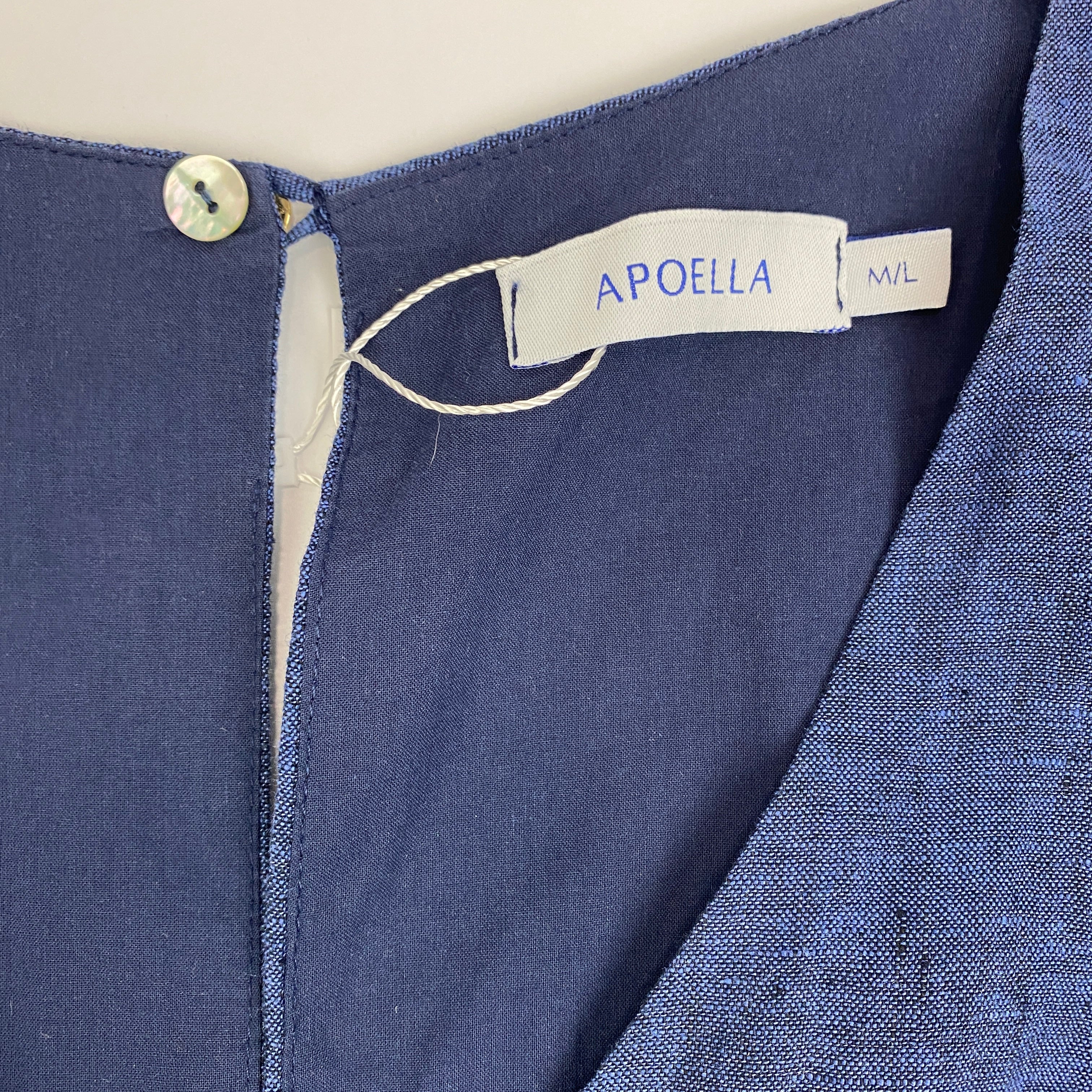 Apoella New £210 Navy Linen Ruffle Playsuit M/L