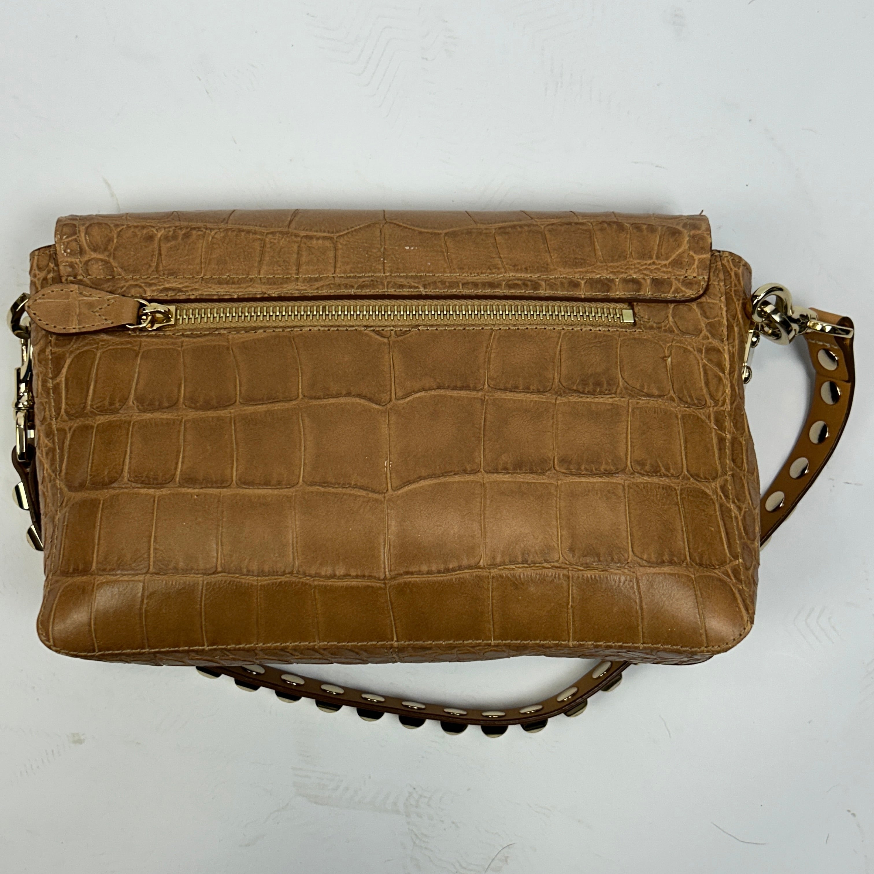 Mulberry Camel Embossed Croc Leather Flap Shoulderbag