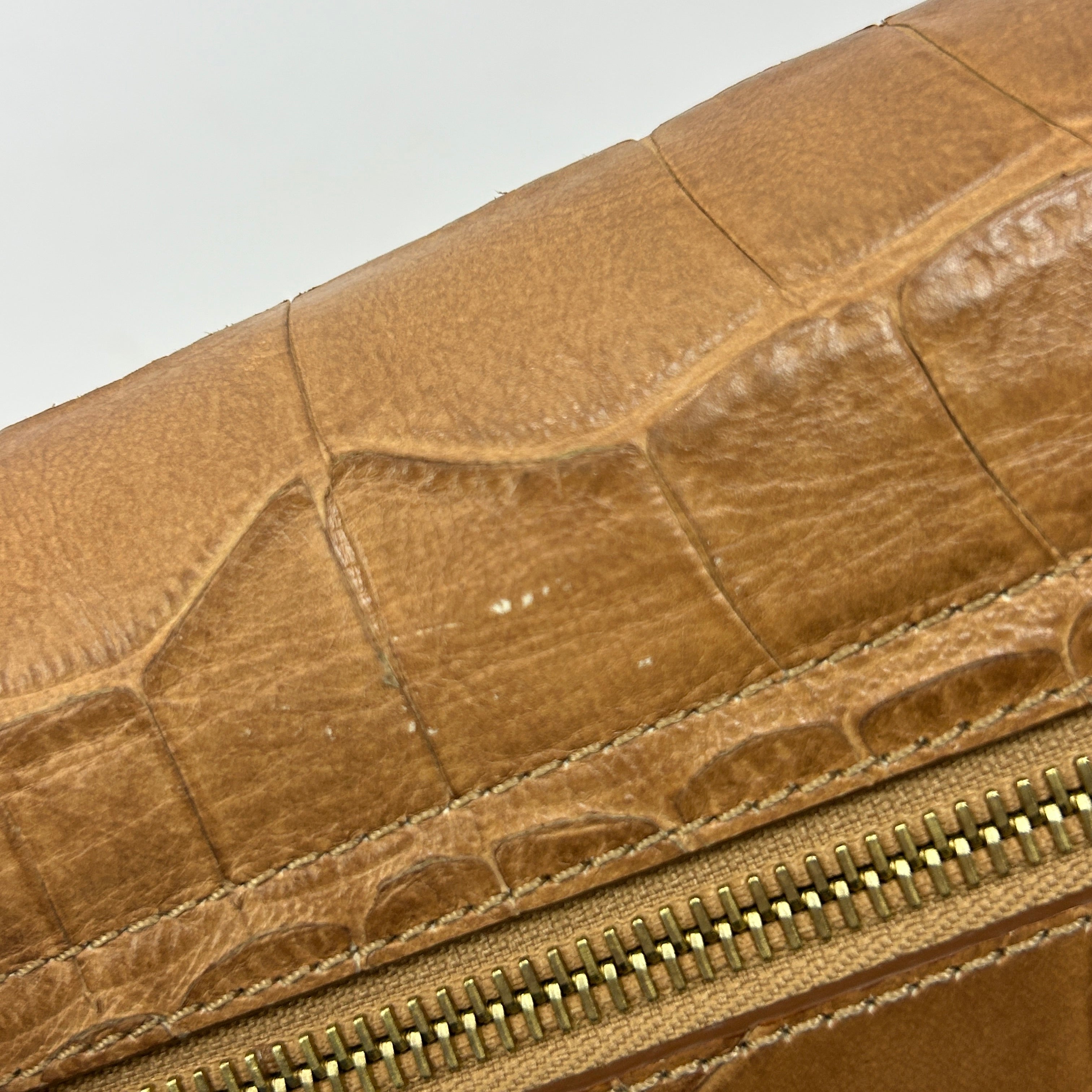 Mulberry Camel Embossed Croc Leather Flap Shoulderbag