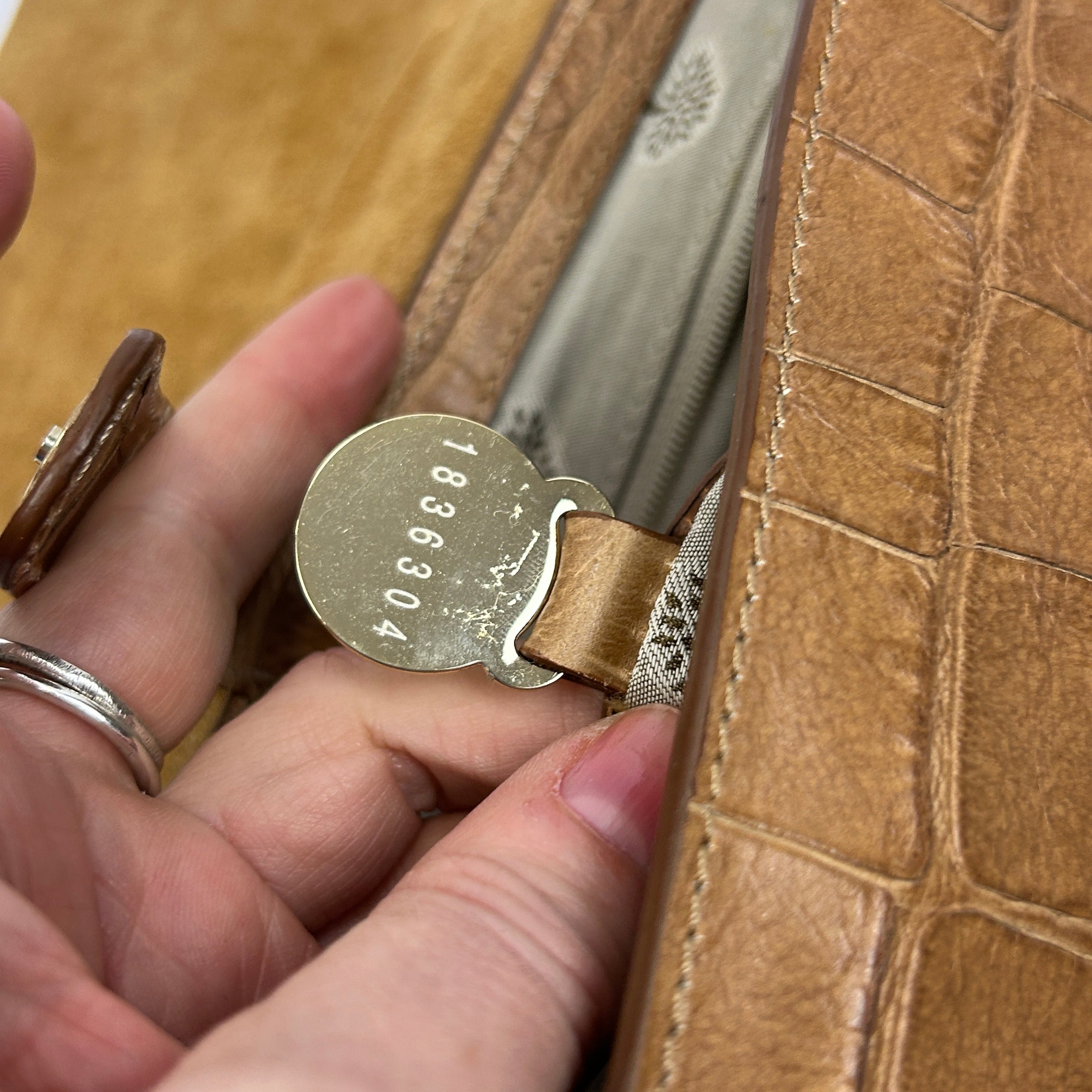 Mulberry Camel Embossed Croc Leather Flap Shoulderbag