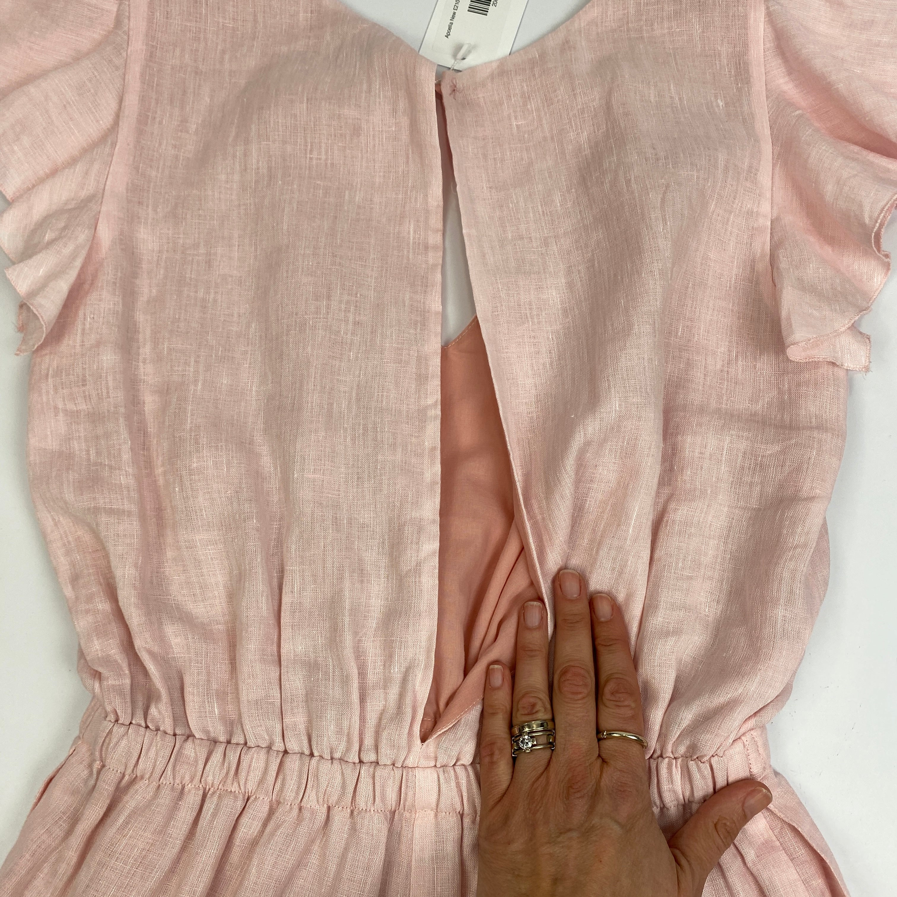 Apoella New £210 Pink Linen Ruffle Playsuit S/M