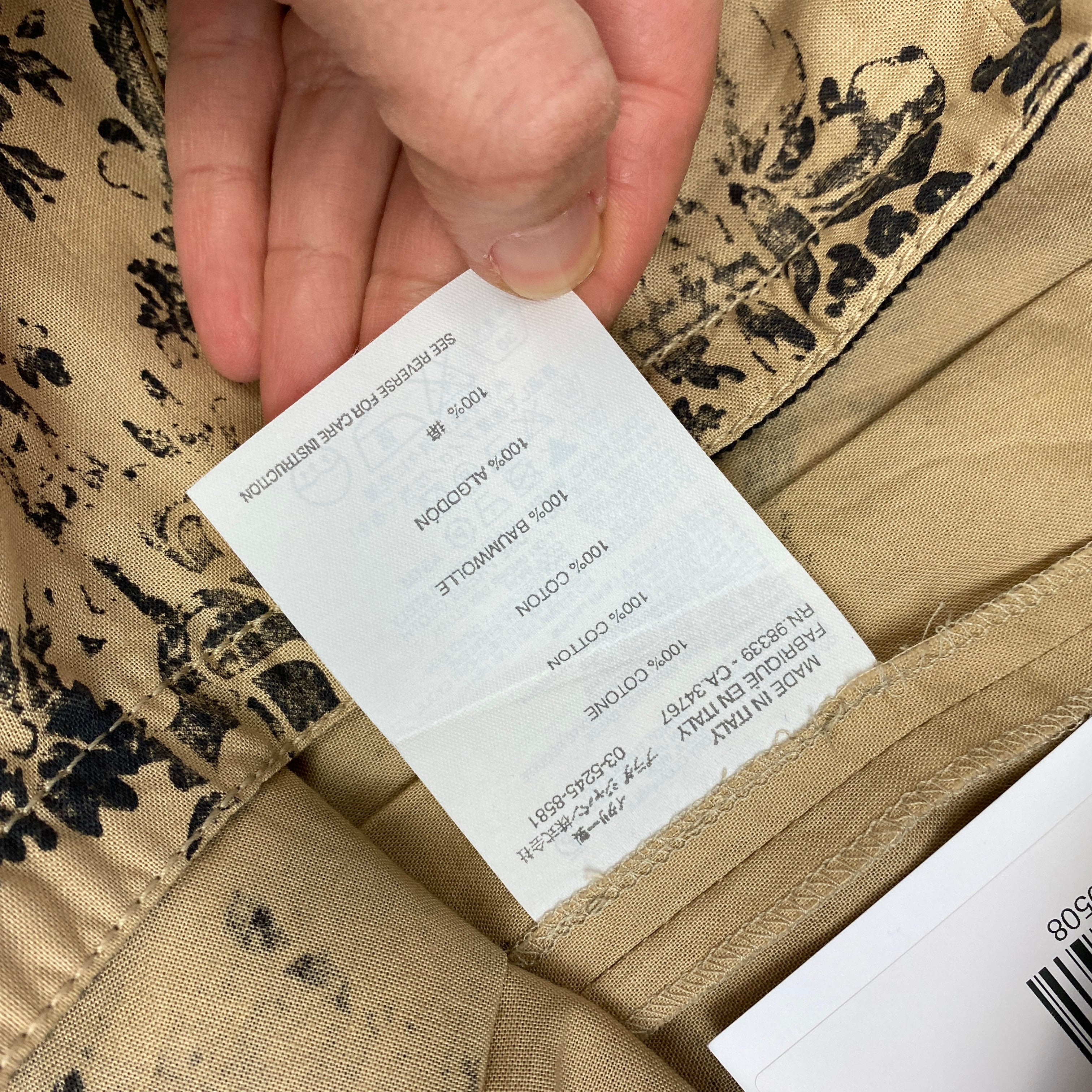 Miu Miu Camel & Black Print Cotton Wrap Midi Skirt XS