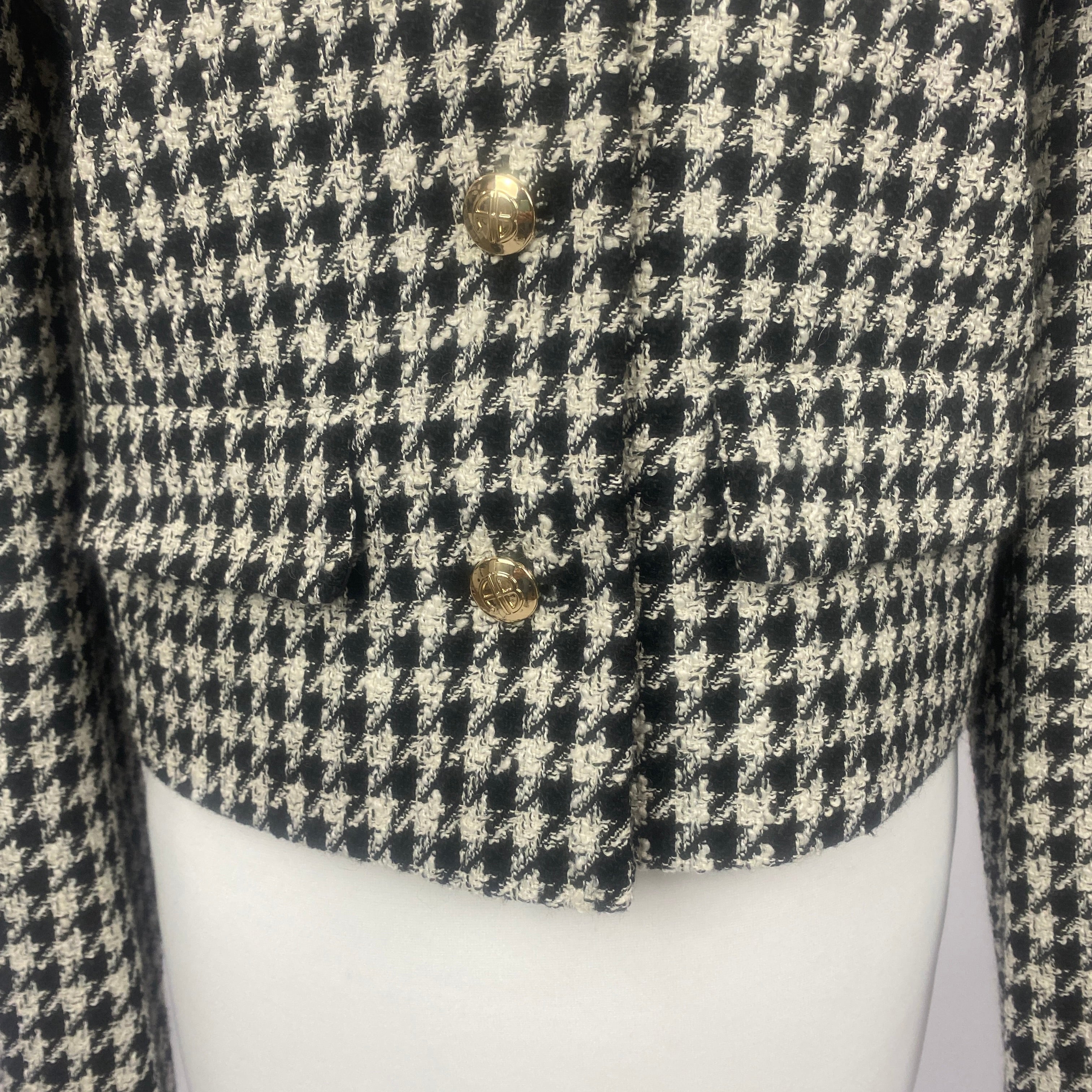 Anine Bing New £450 Black & Ivory Houndstooth Crop Jacket M
