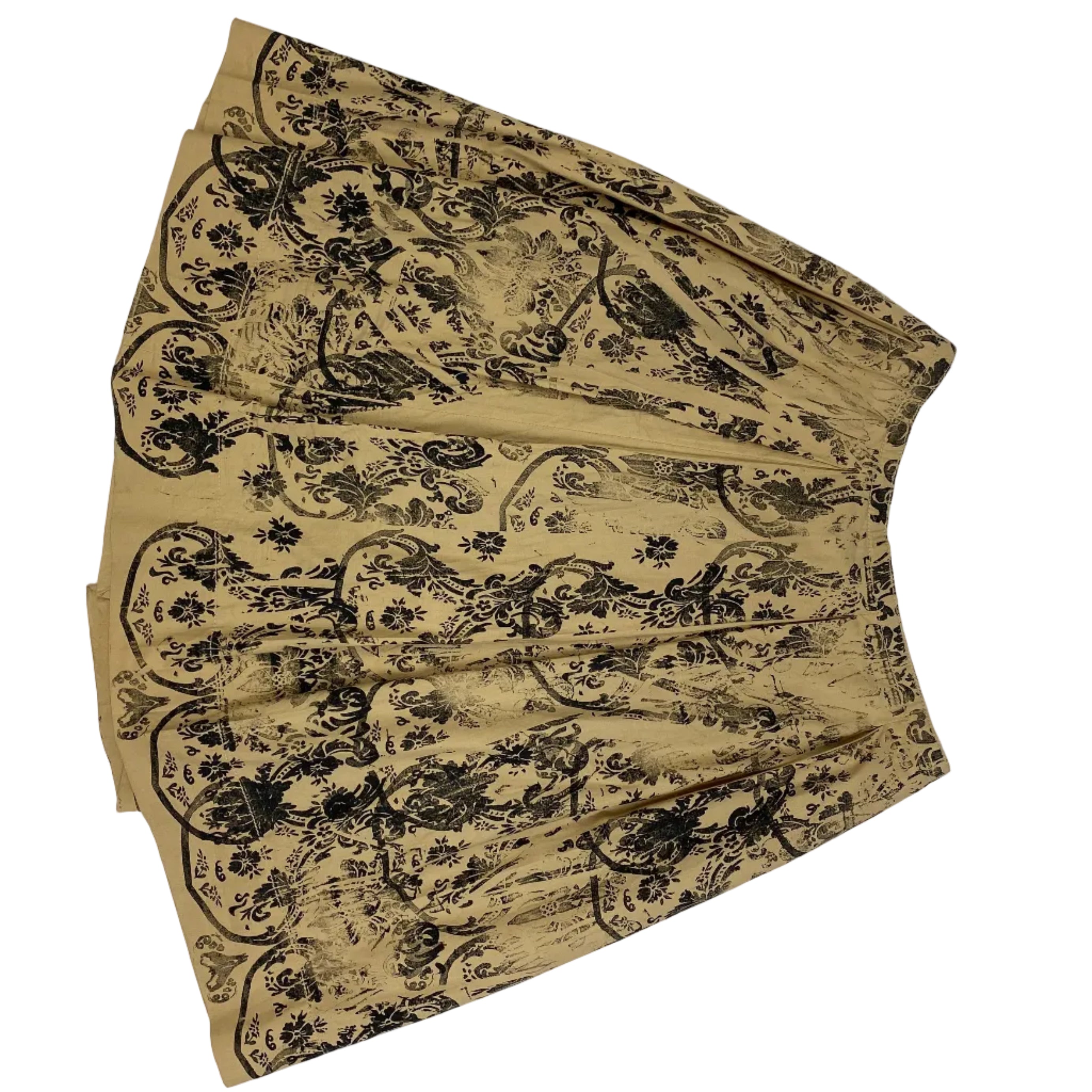 Miu Miu Camel & Black Print Cotton Wrap Midi Skirt XS