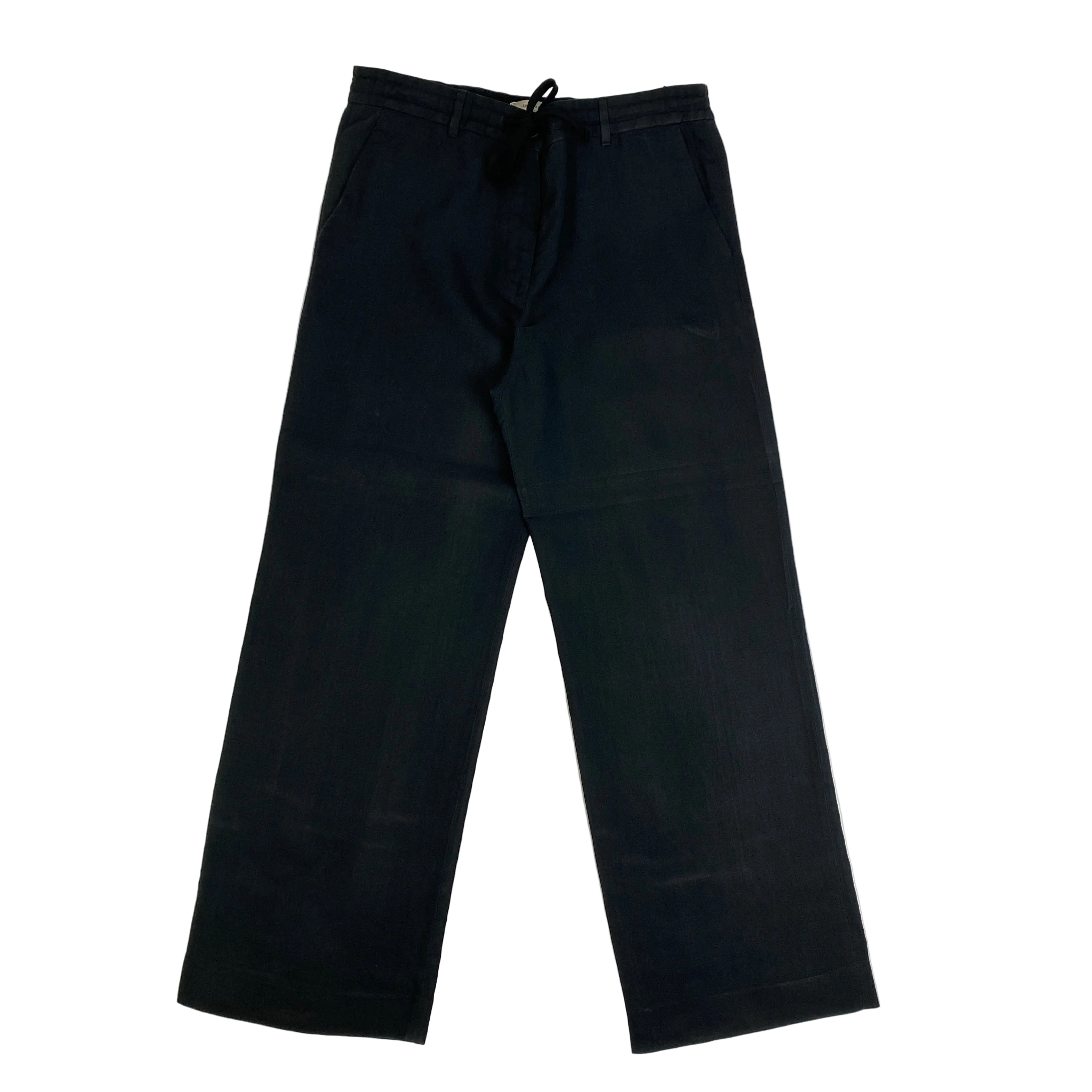The Row Black Silk & Linen Drawstring Pants XXS
