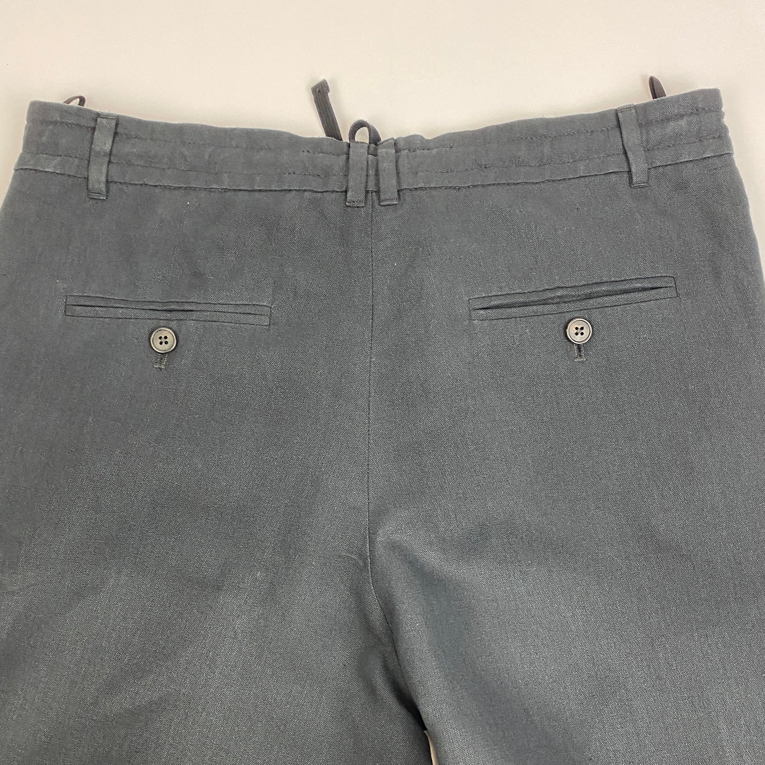 The Row Black Silk & Linen Drawstring Pants XXS