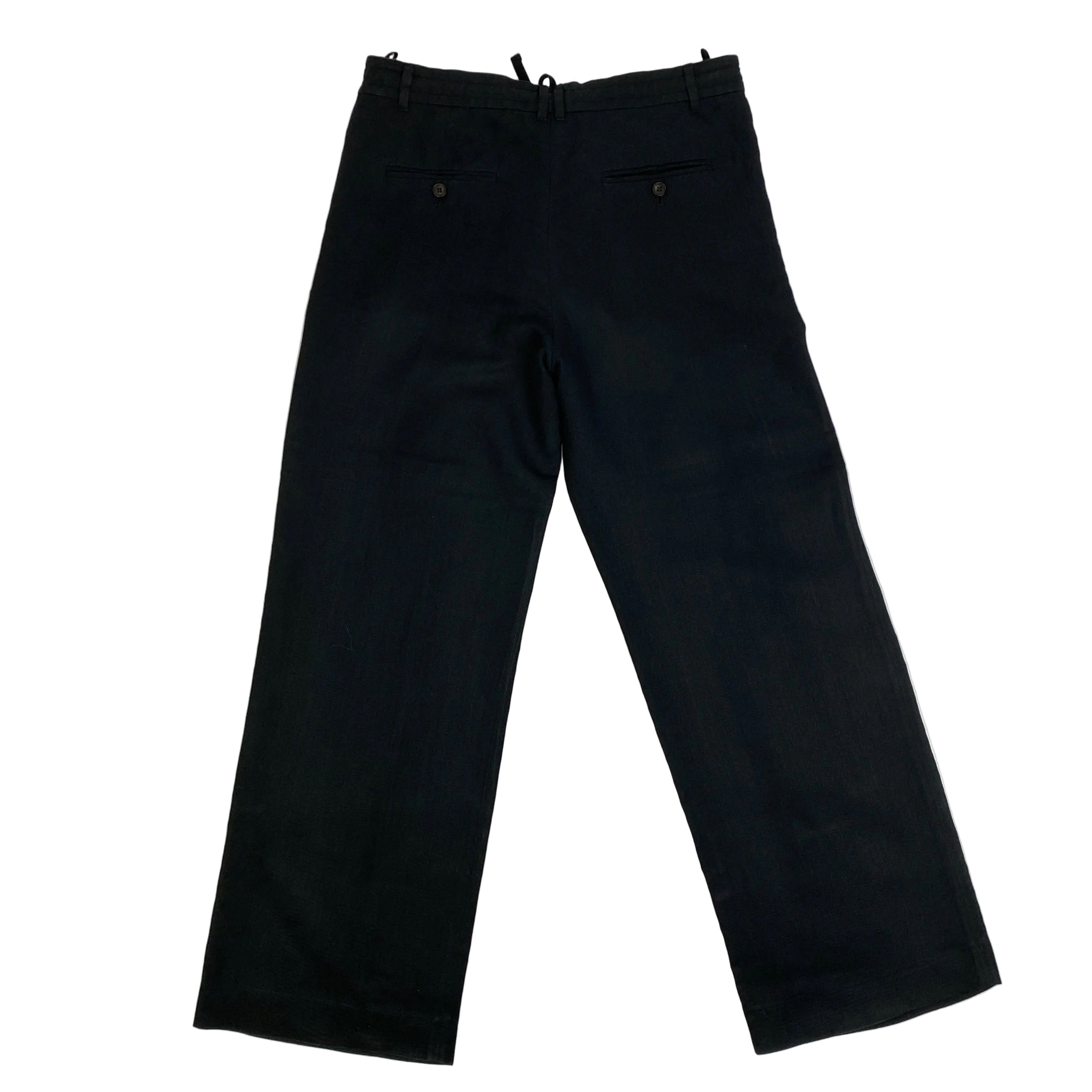 The Row Black Silk & Linen Drawstring Pants XXS