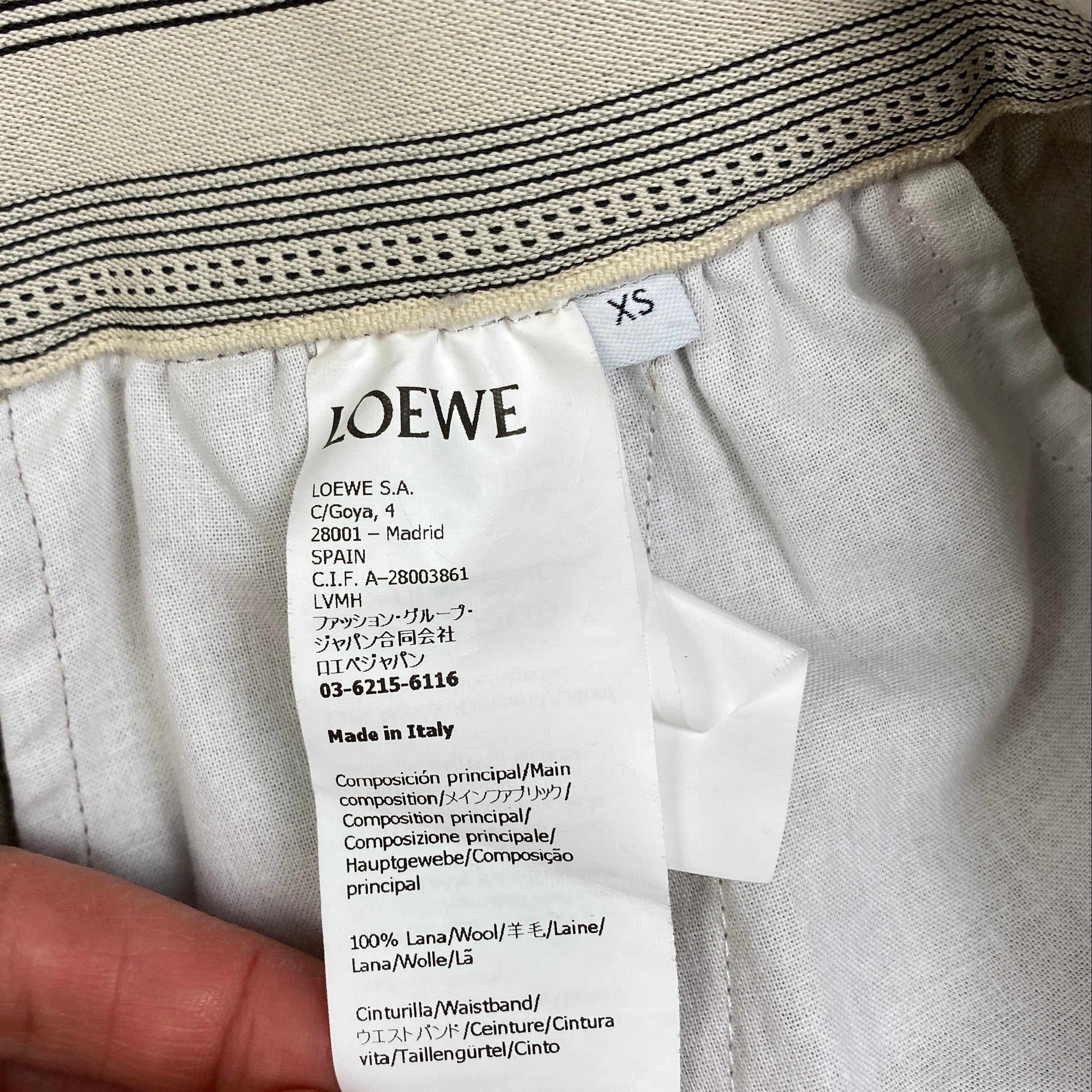 Loewe New £725 Fawn Wool Logo Elasticated Pants XS