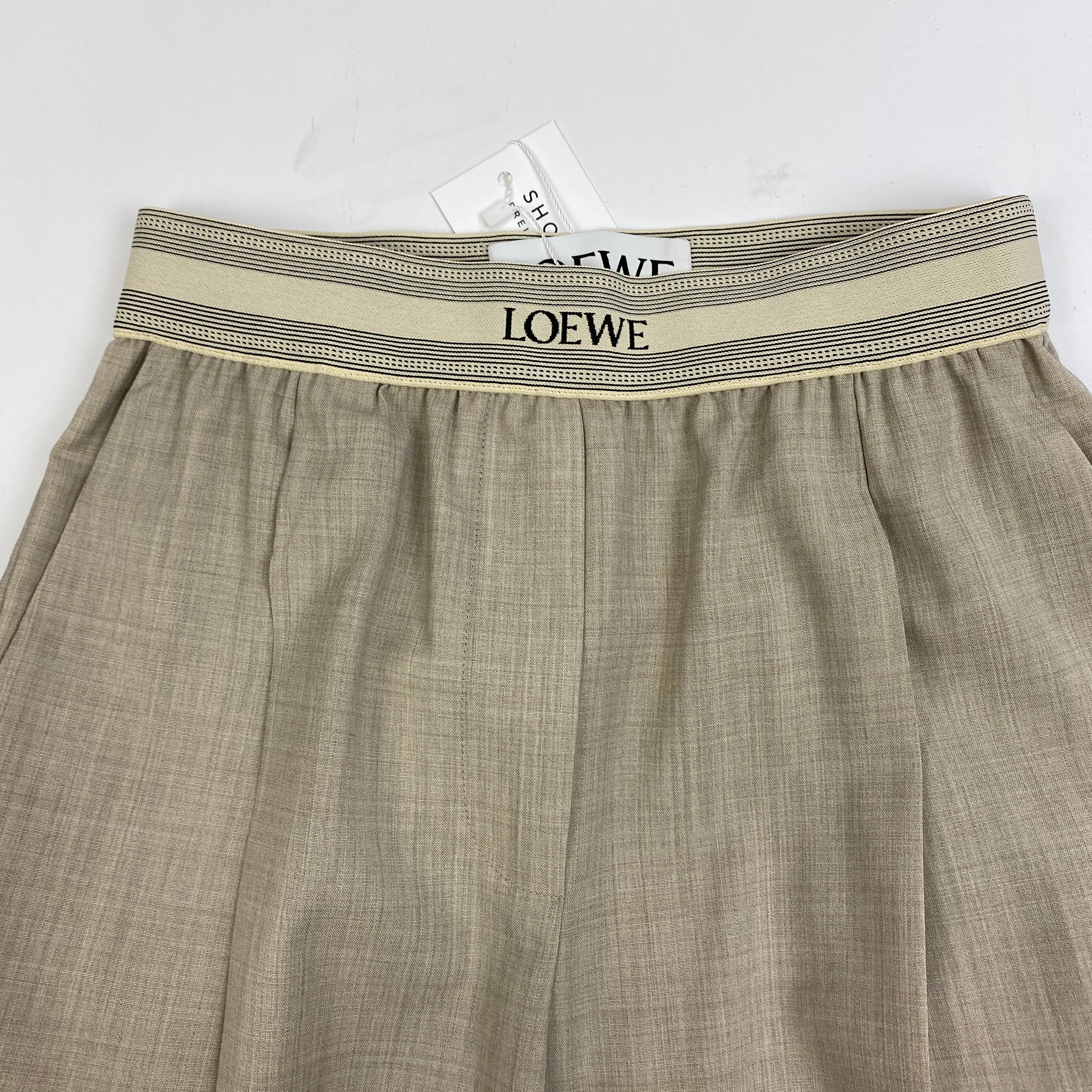 Loewe New £725 Fawn Wool Logo Elasticated Pants XS