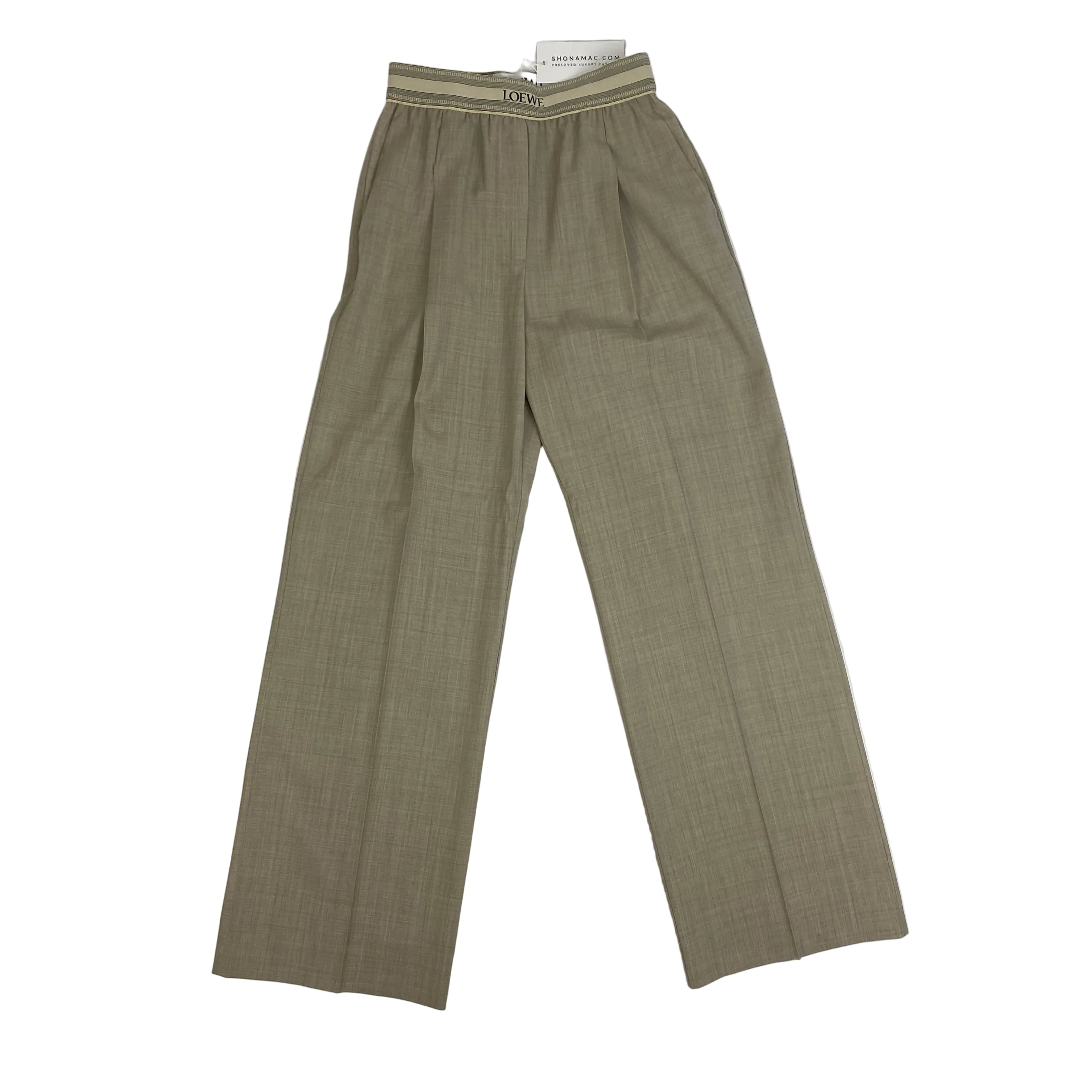 Loewe New £725 Fawn Wool Logo Elasticated Pants XS
