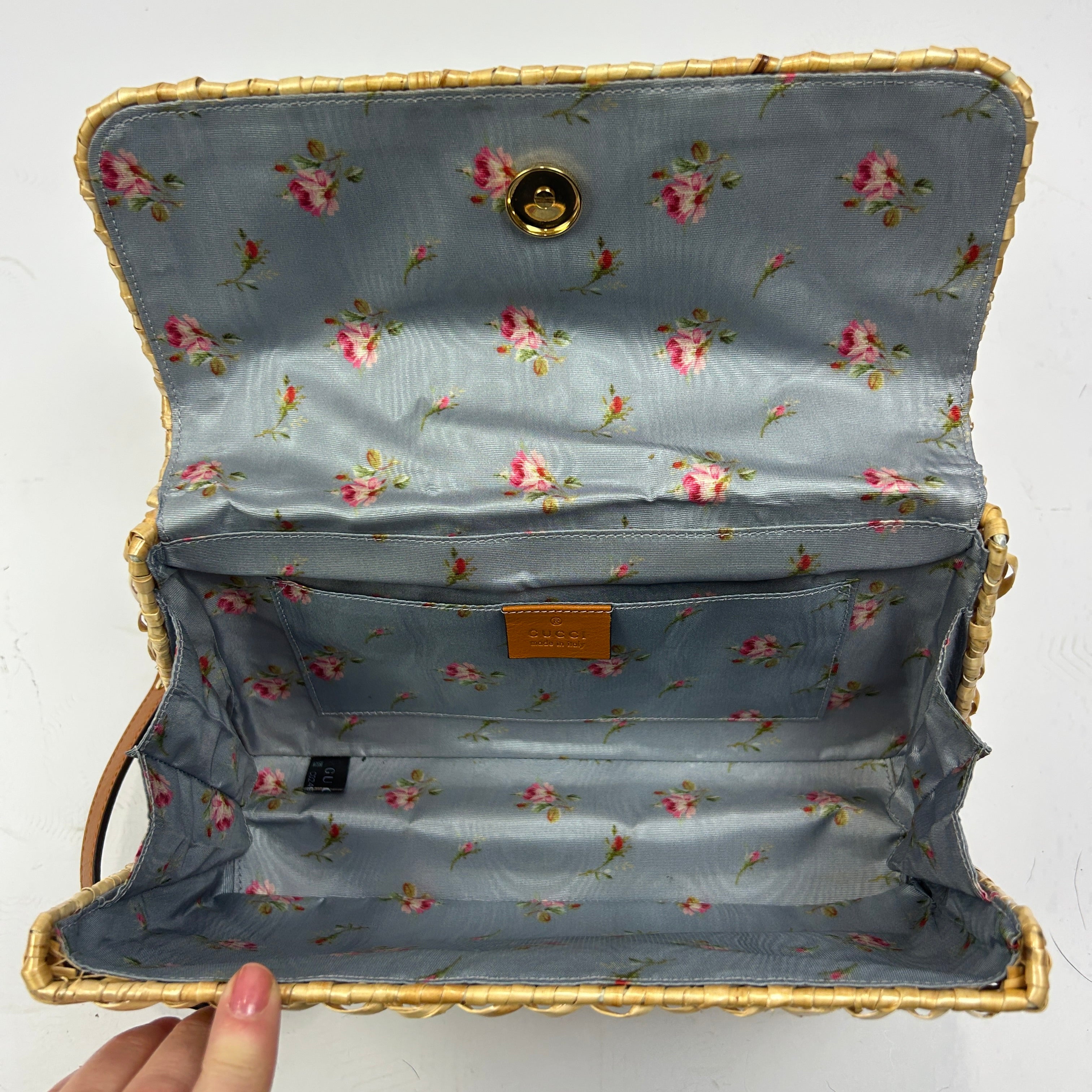 Gucci Glazed Wicker Small Cestino Shoulderbag