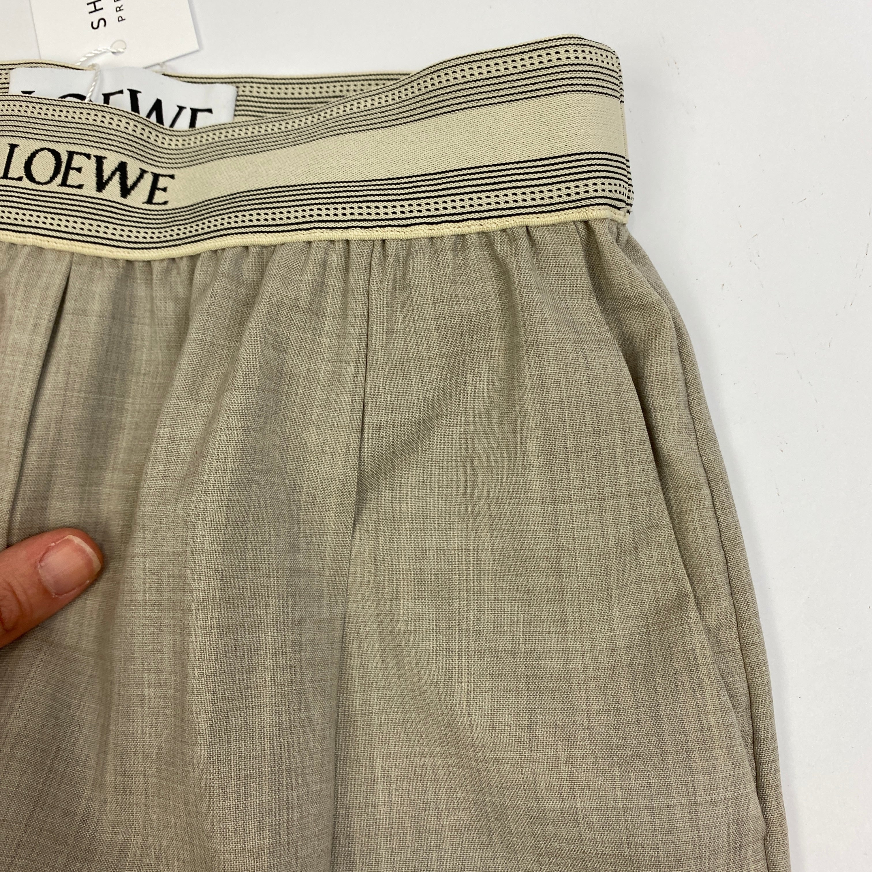 Loewe New £725 Fawn Wool Logo Elasticated Pants XS