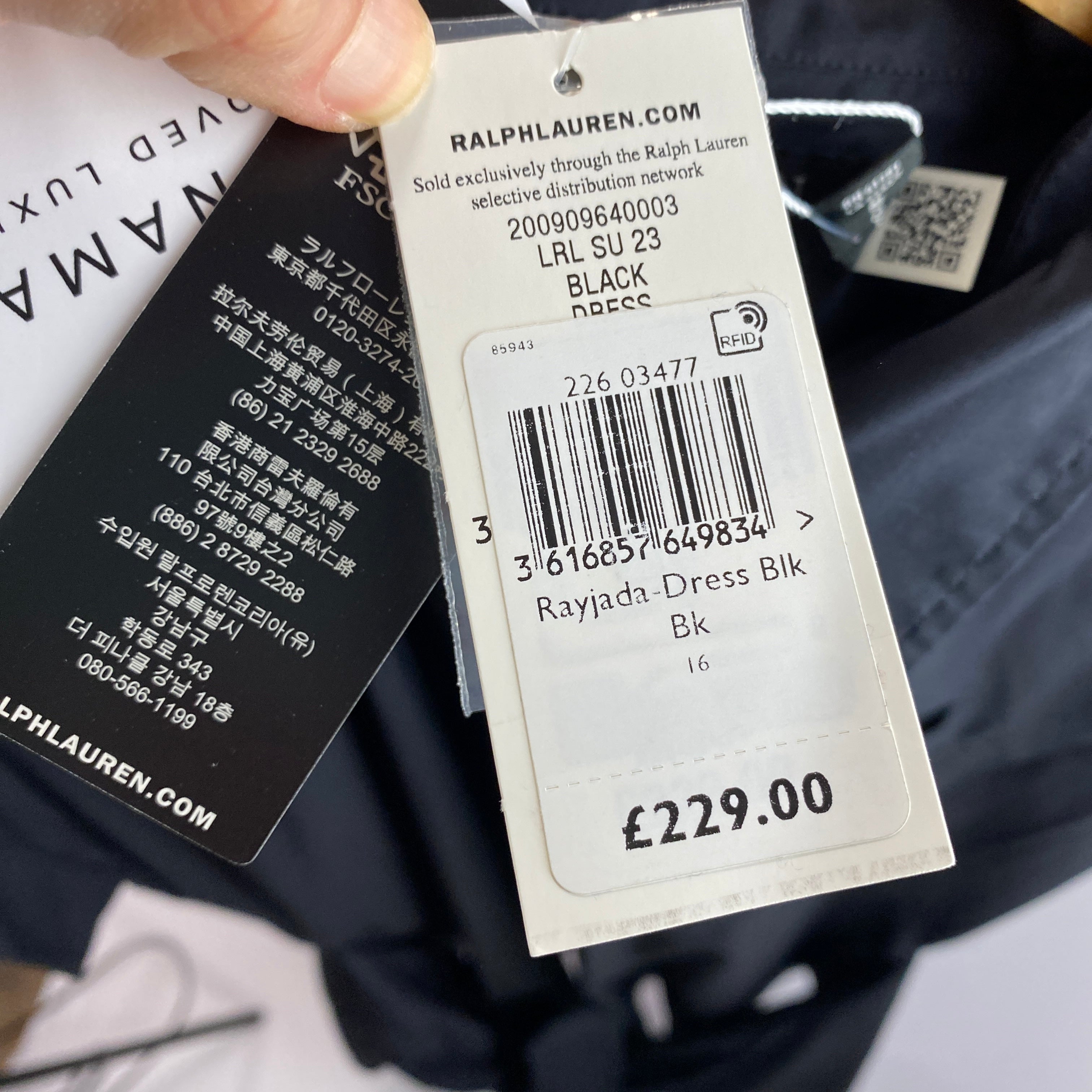 Ralph Lauren New £229 Black Poplin Shirtdress XL