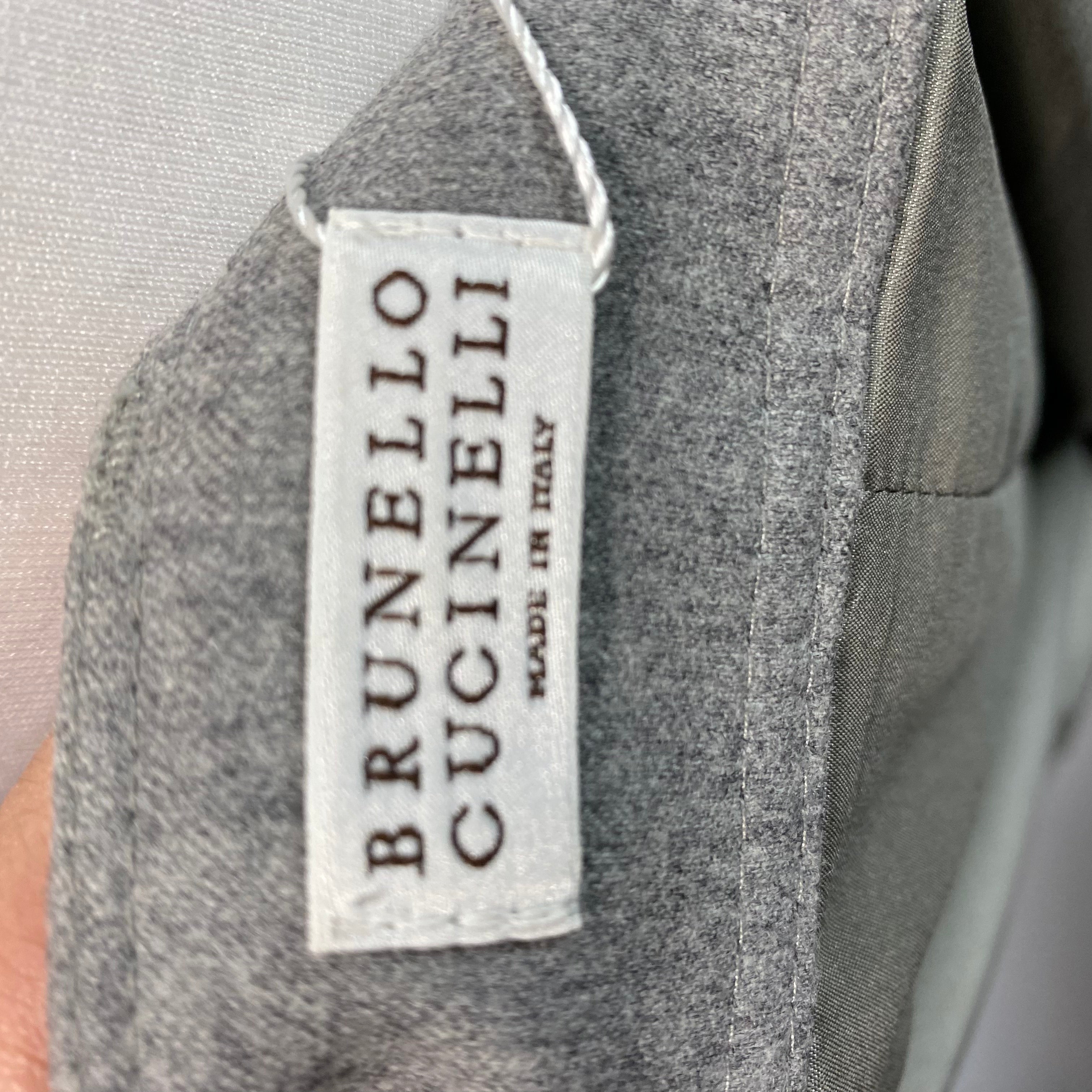 Brunello Cucinelli Grey Wool Straight Midaxi Skirt S