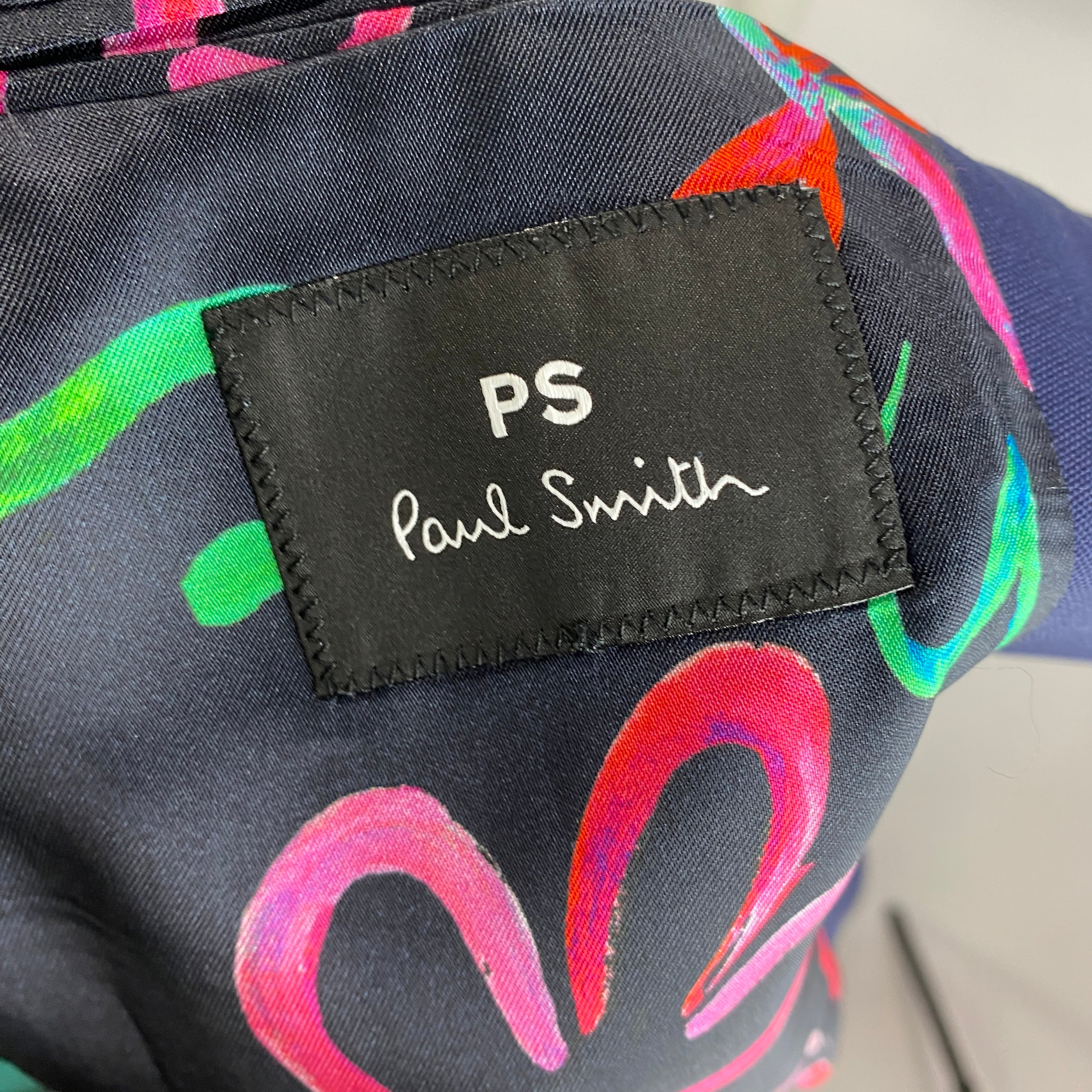 Paul Smith Navy Wool Skinny Lapel Long Jacket M