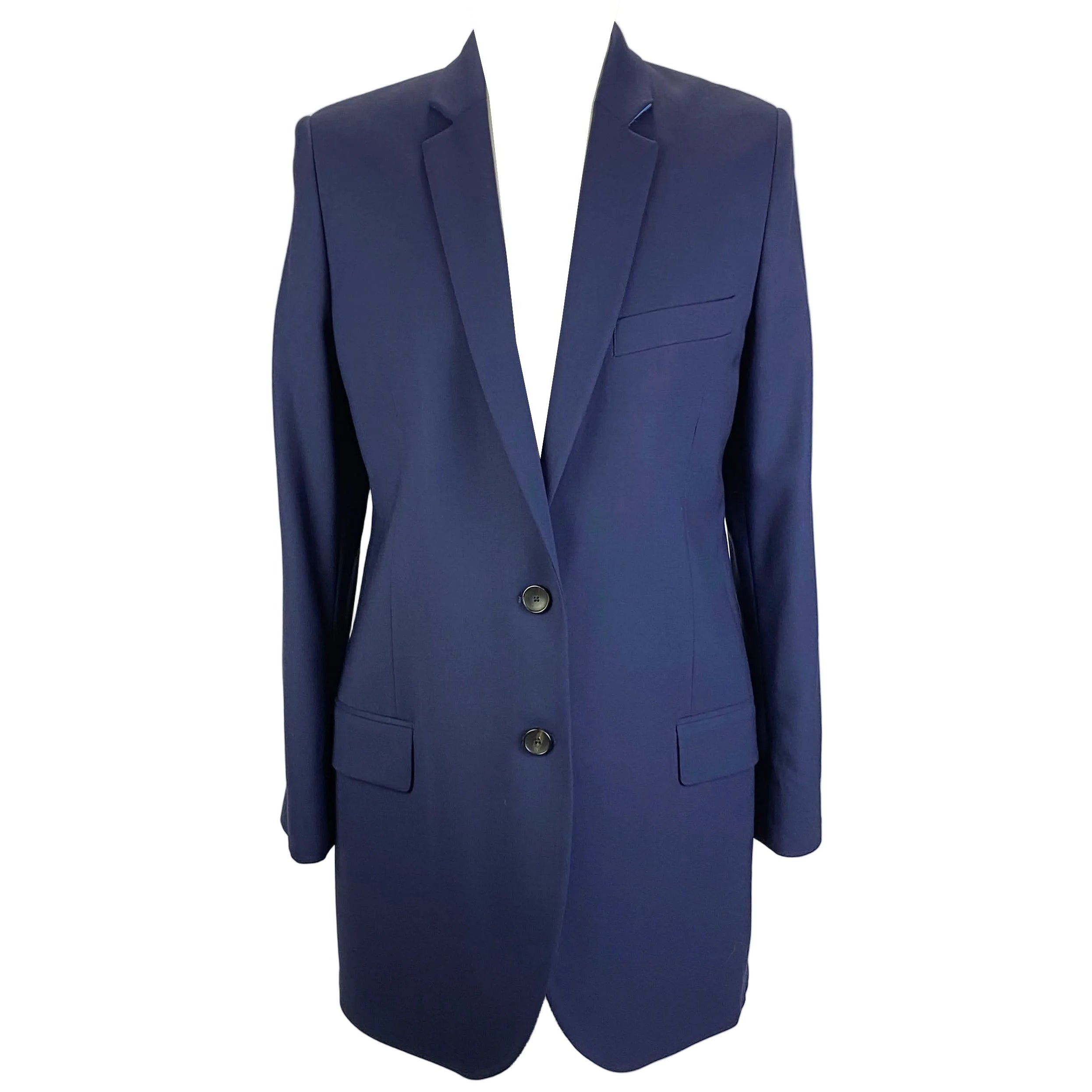 Paul Smith Navy Wool Skinny Lapel Long Jacket M