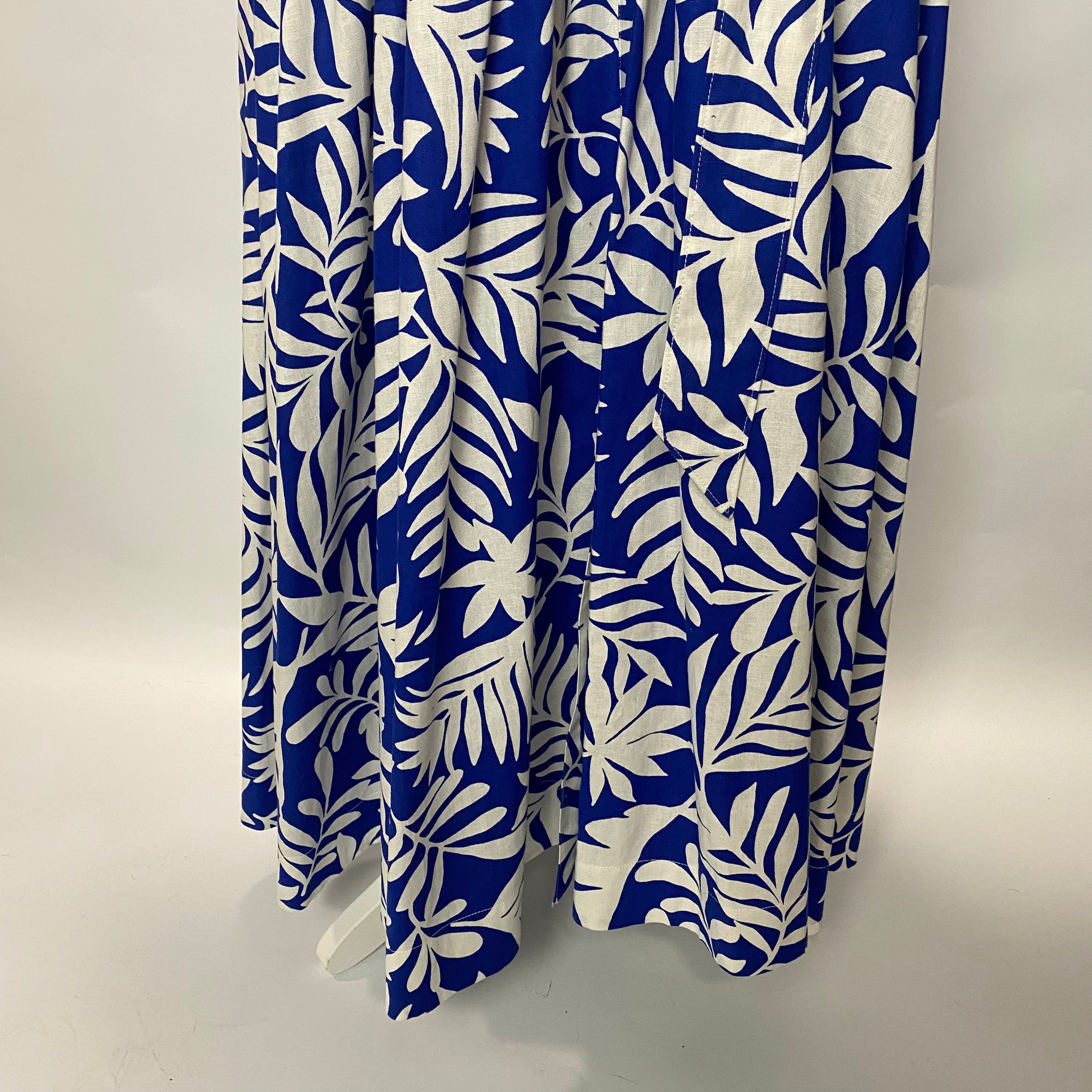 Kate Spade New £475 Blueberry & Ivory Linen & Cotton Shirtdress XL