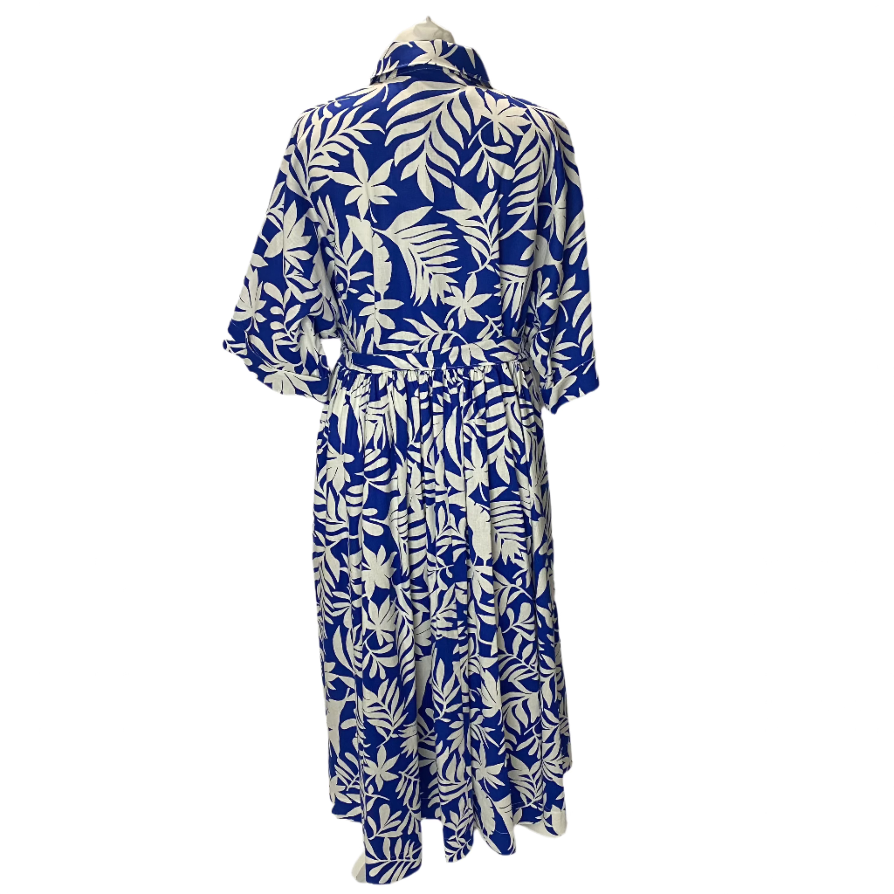 Kate Spade New £475 Blueberry & Ivory Linen & Cotton Shirtdress XL