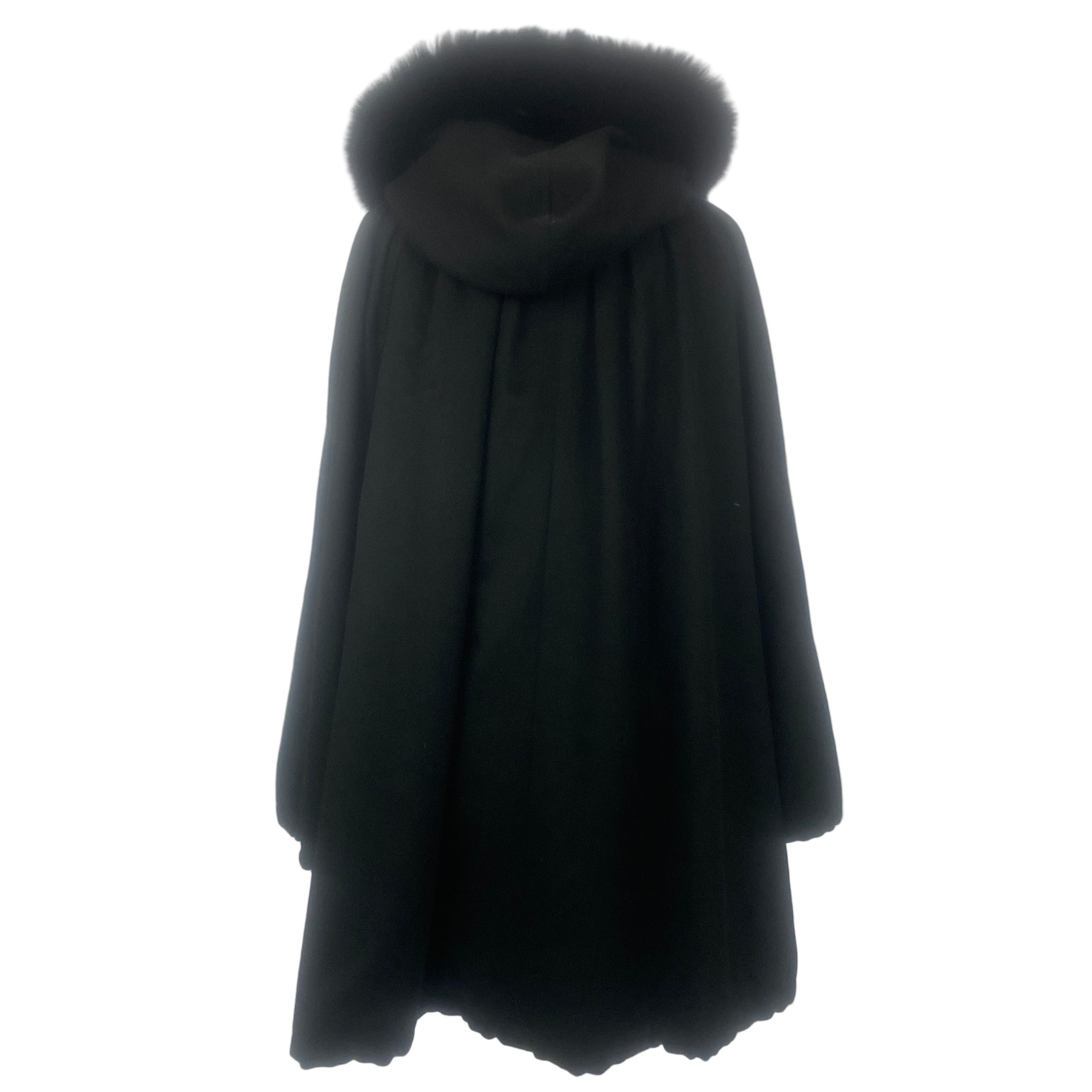 Max Mara Black Pure Cashmere Hooded Coat XS/S/M