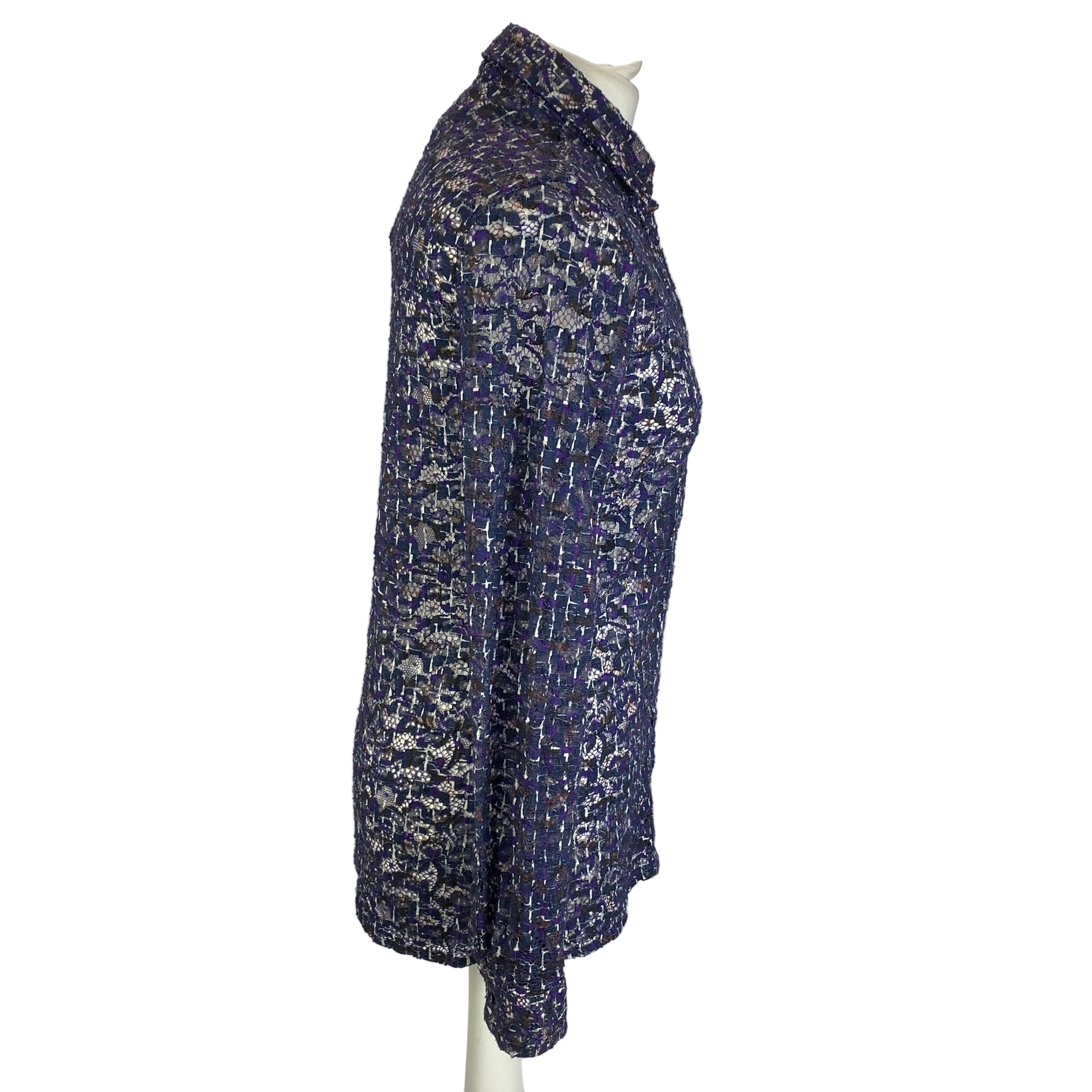 Bottega Veneta Blue & Violet Lace Shirt S