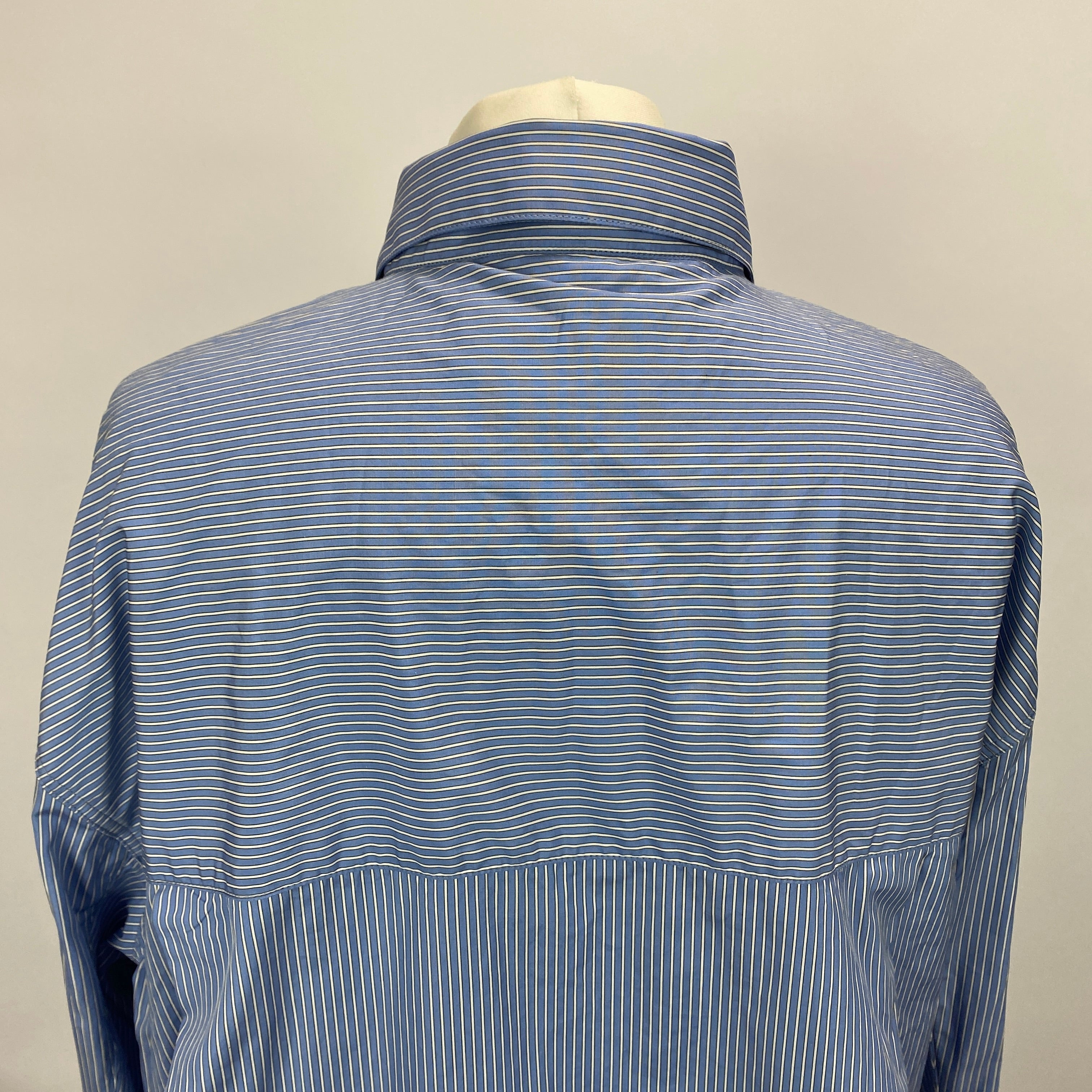 Rohe New £369 Blue Stripe Cotton Oversized Shirt L