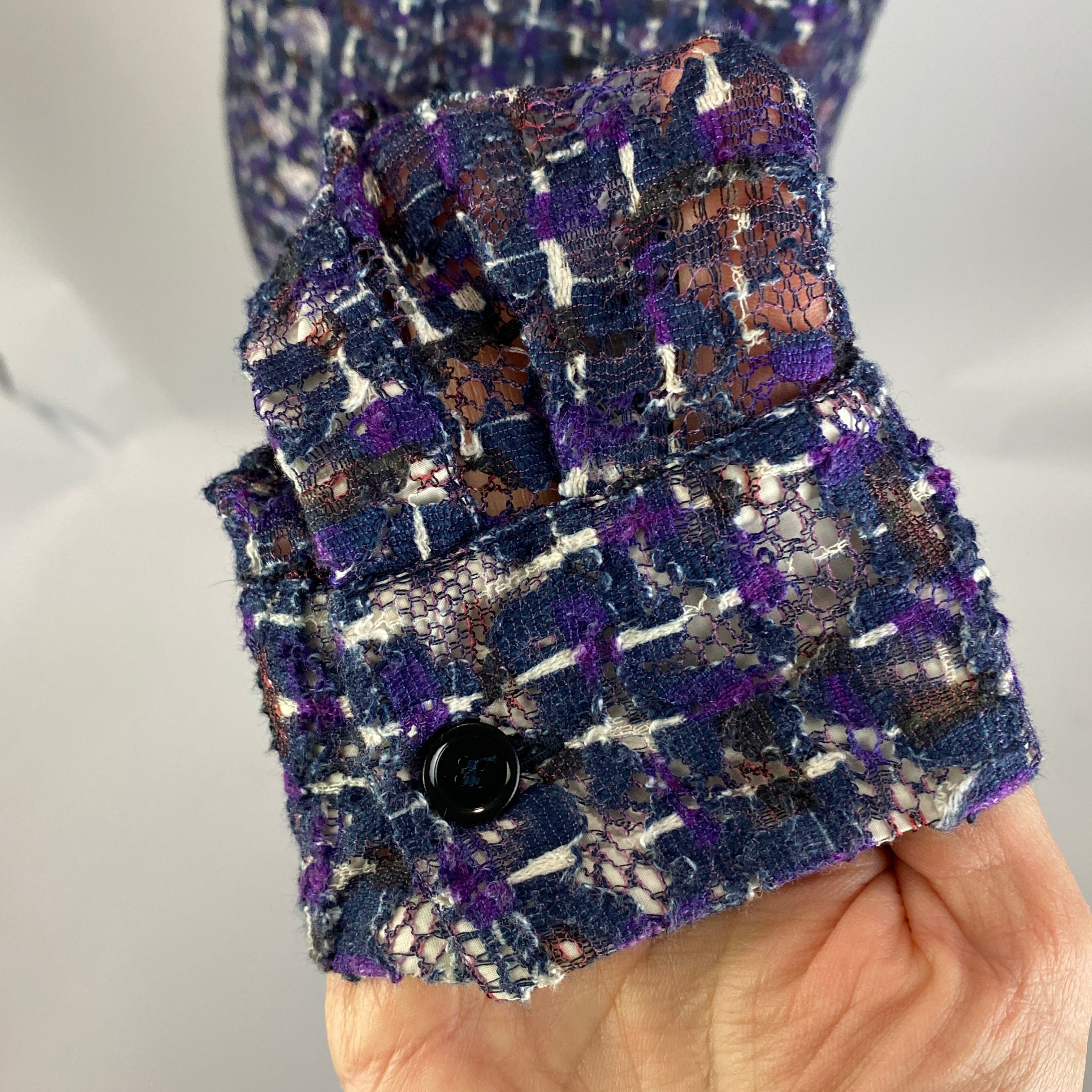 Bottega Veneta Blue & Violet Lace Shirt S
