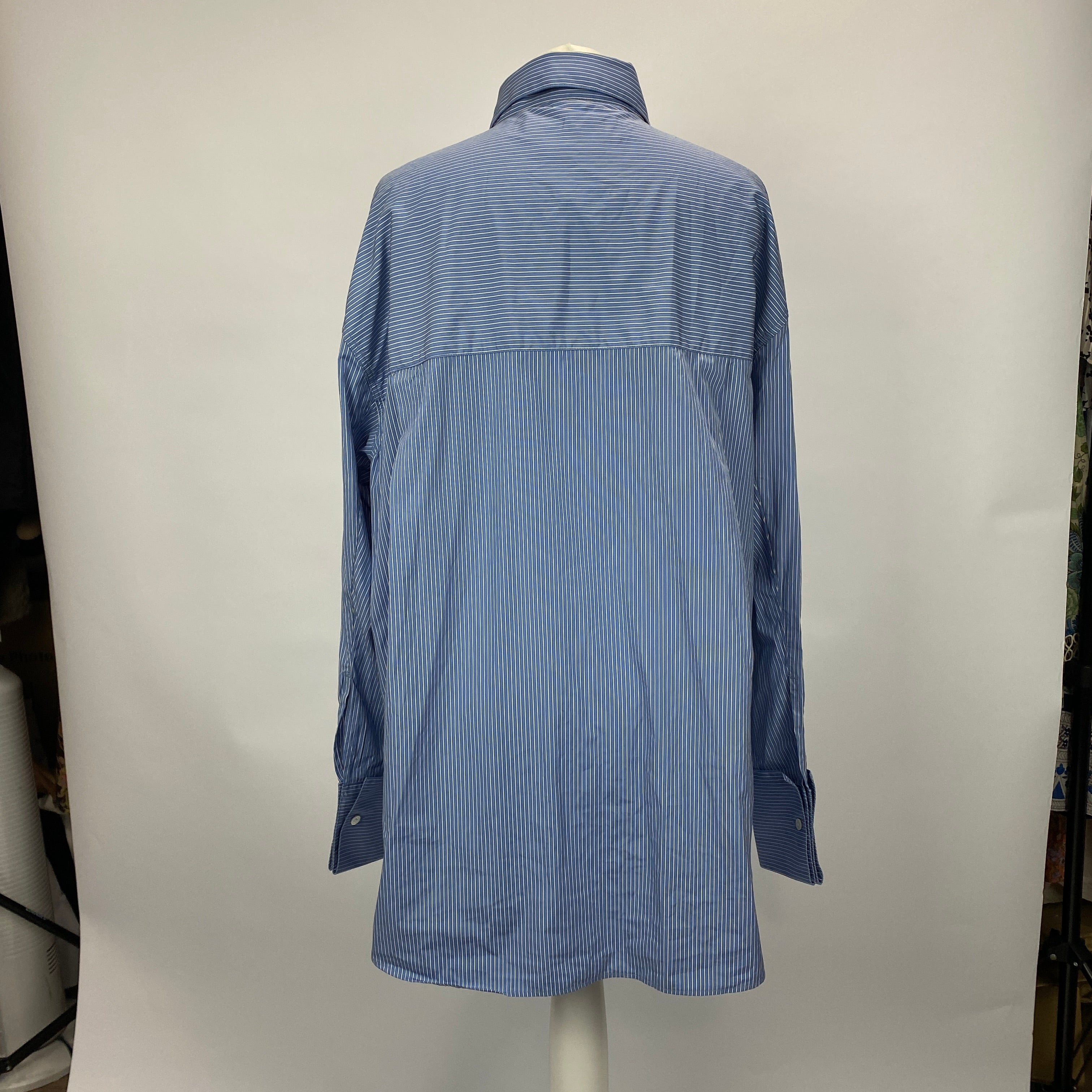 Rohe New £369 Blue Stripe Cotton Oversized Shirt L