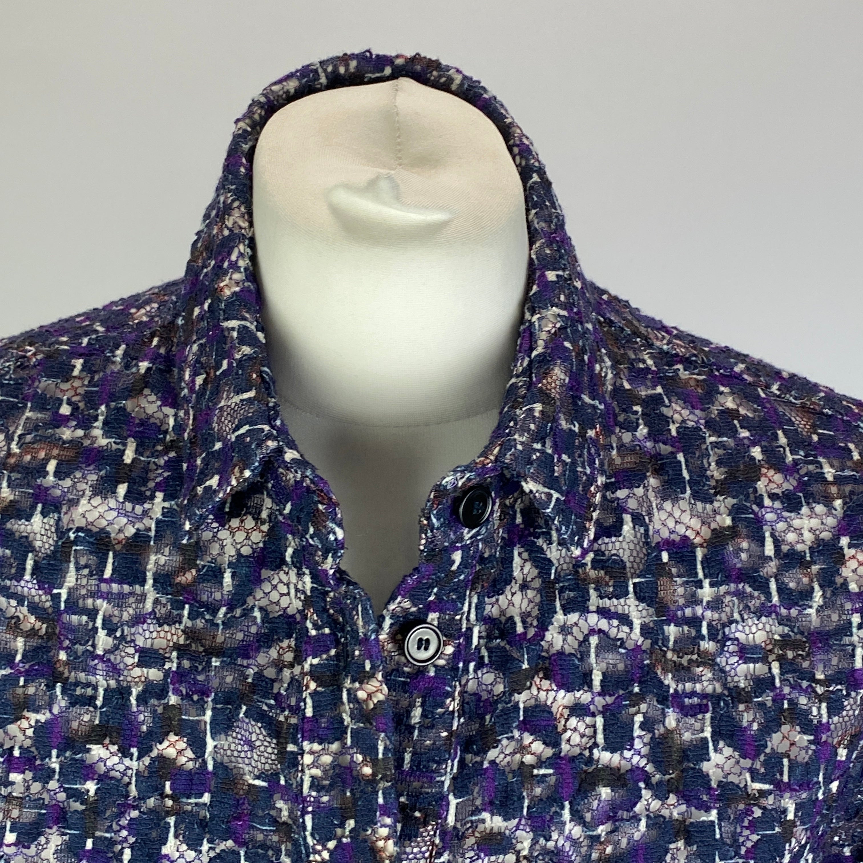 Bottega Veneta Blue & Violet Lace Shirt S