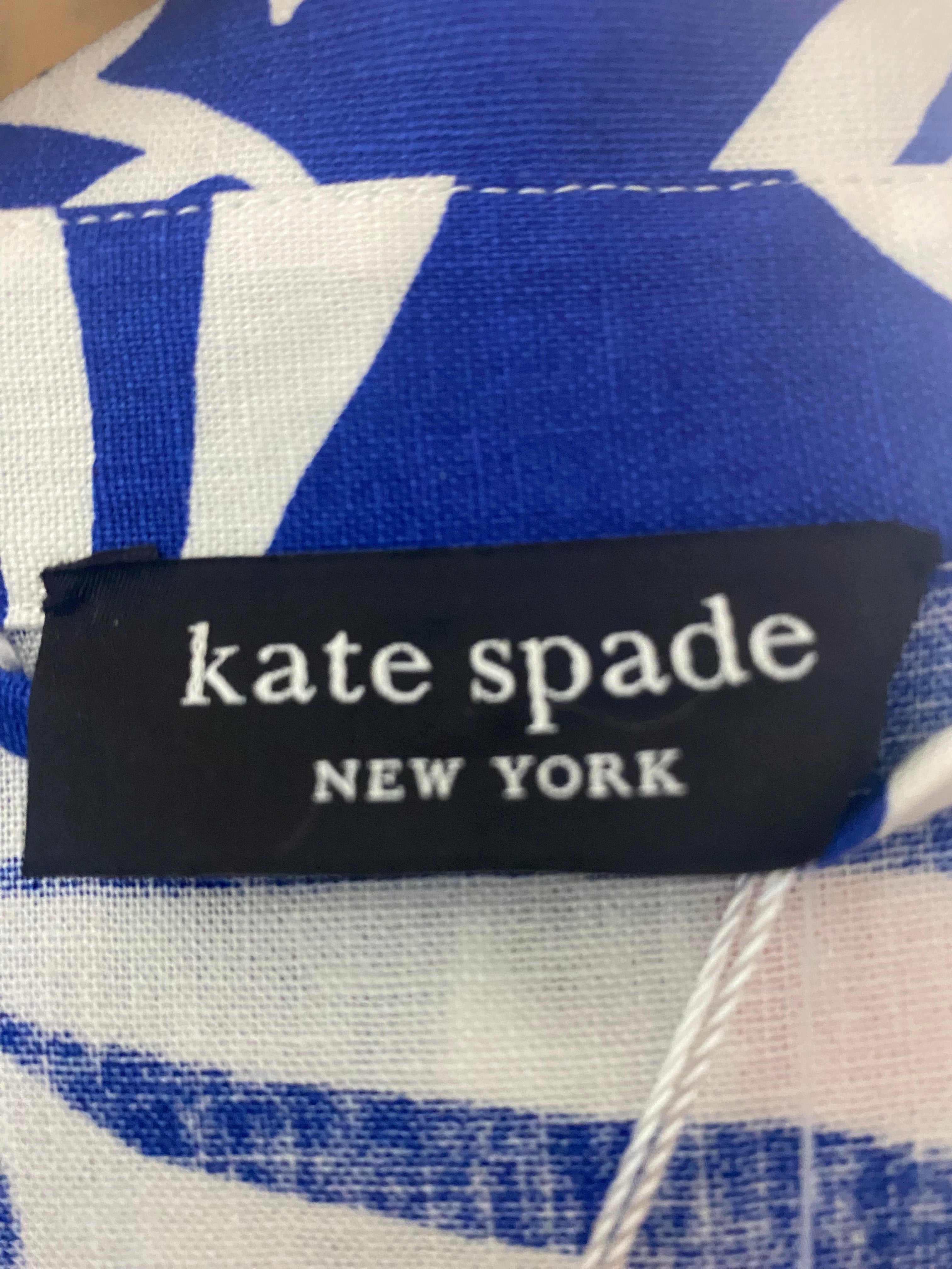 Kate Spade New £475 Blueberry & Ivory Linen & Cotton Shirtdress XL